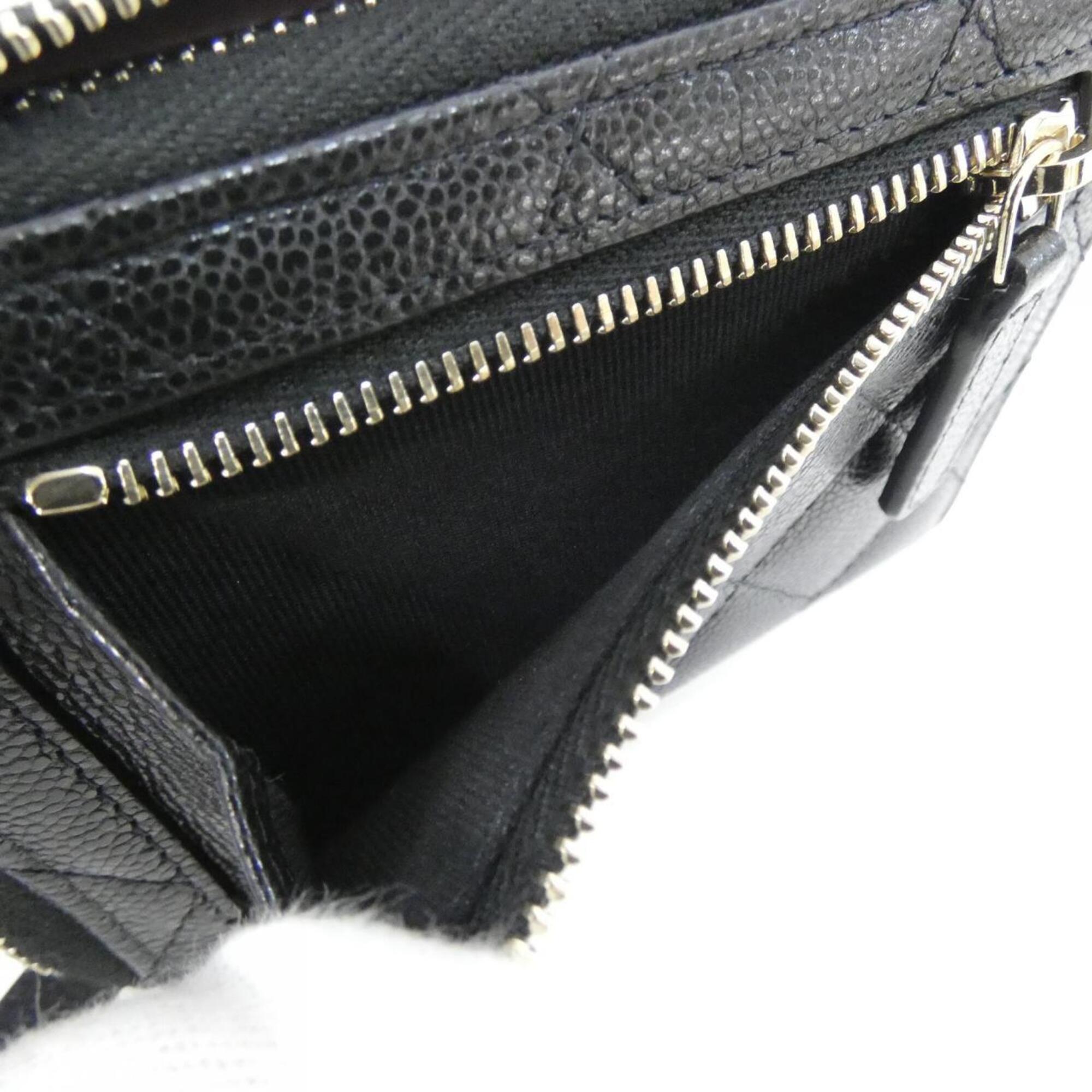 Chanel Black Grained Calfskin Wallet (Bi-Fold) (Pre-Owned)