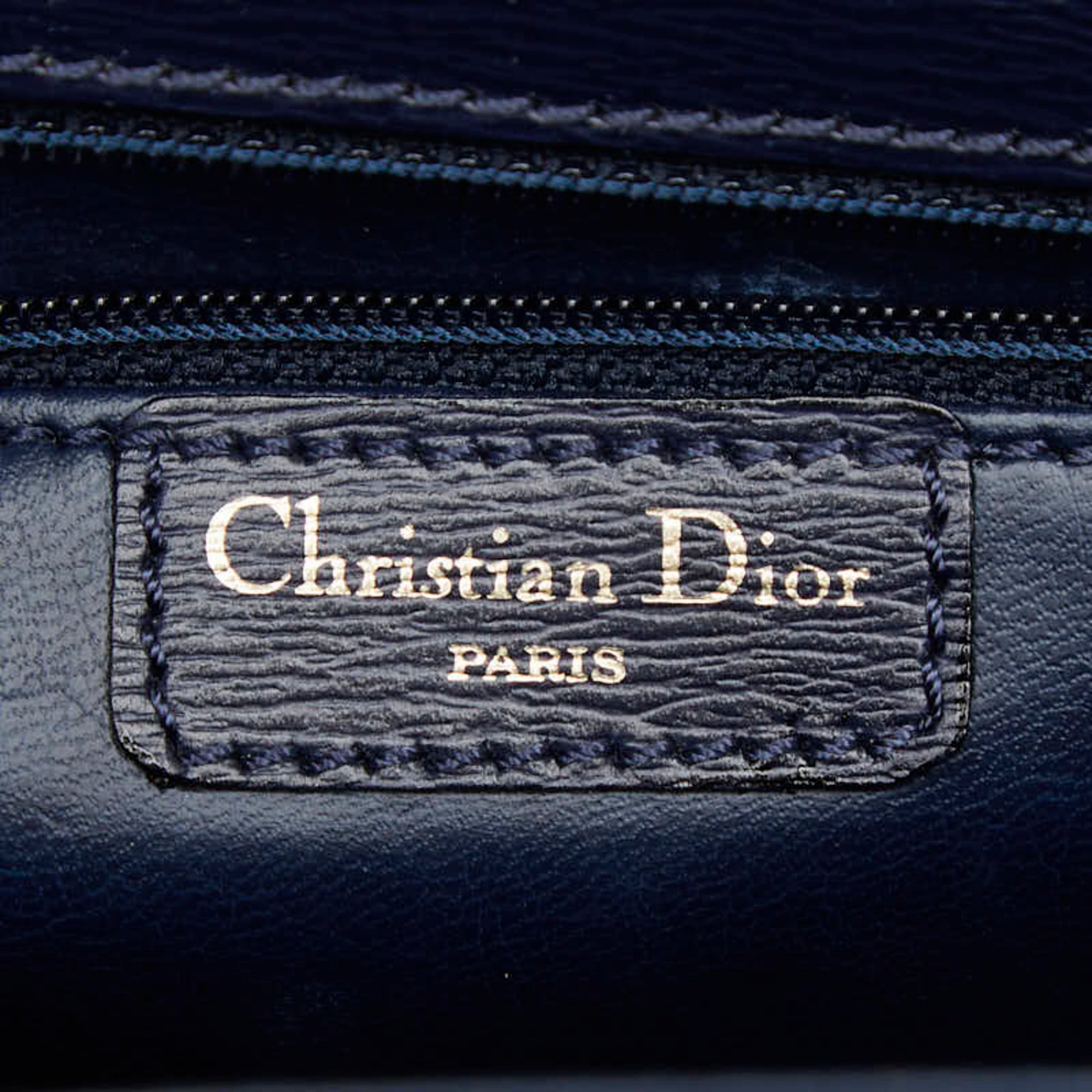 Christian Dior Navy Leather Handbag Shoulder Bag (Pre-Owned)