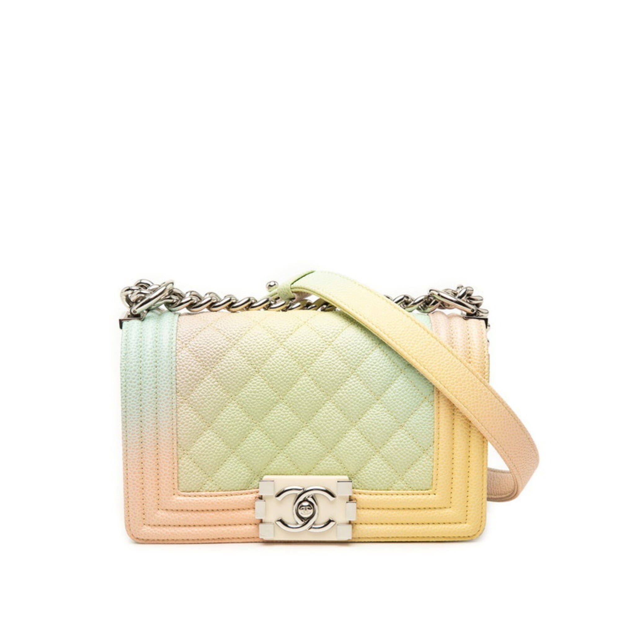 Chanel Boy Chanel Multi-Color Grained Calfskin Shoulder Bag (Pre-Owned)