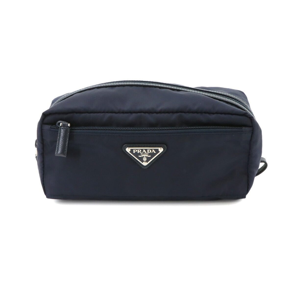 Prada Navy Nylon Leather Handbag Pouch (Pre-Owned)