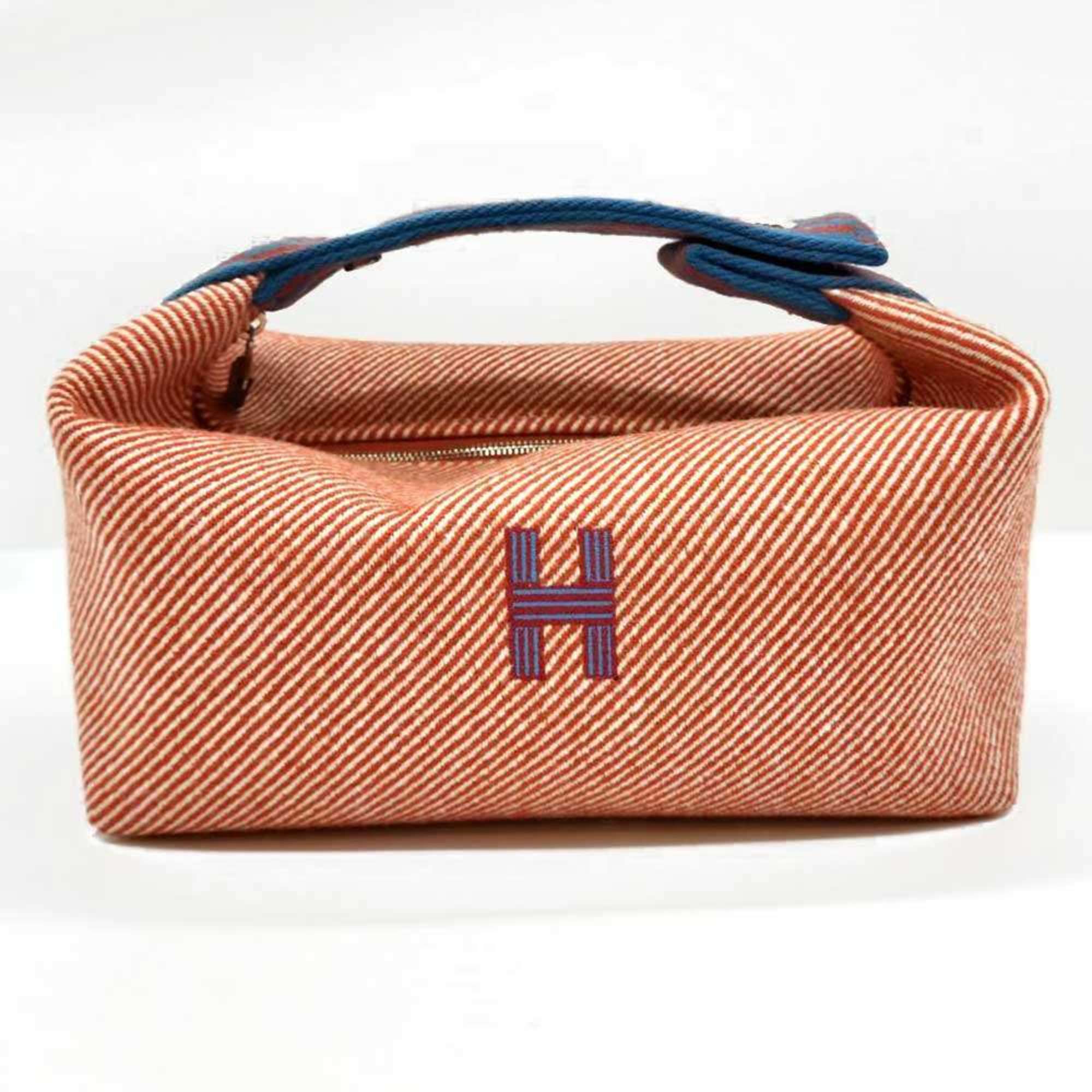 Hermes Blue Orange Red Color Canvas Handbag Pouch (Pre-Owned)