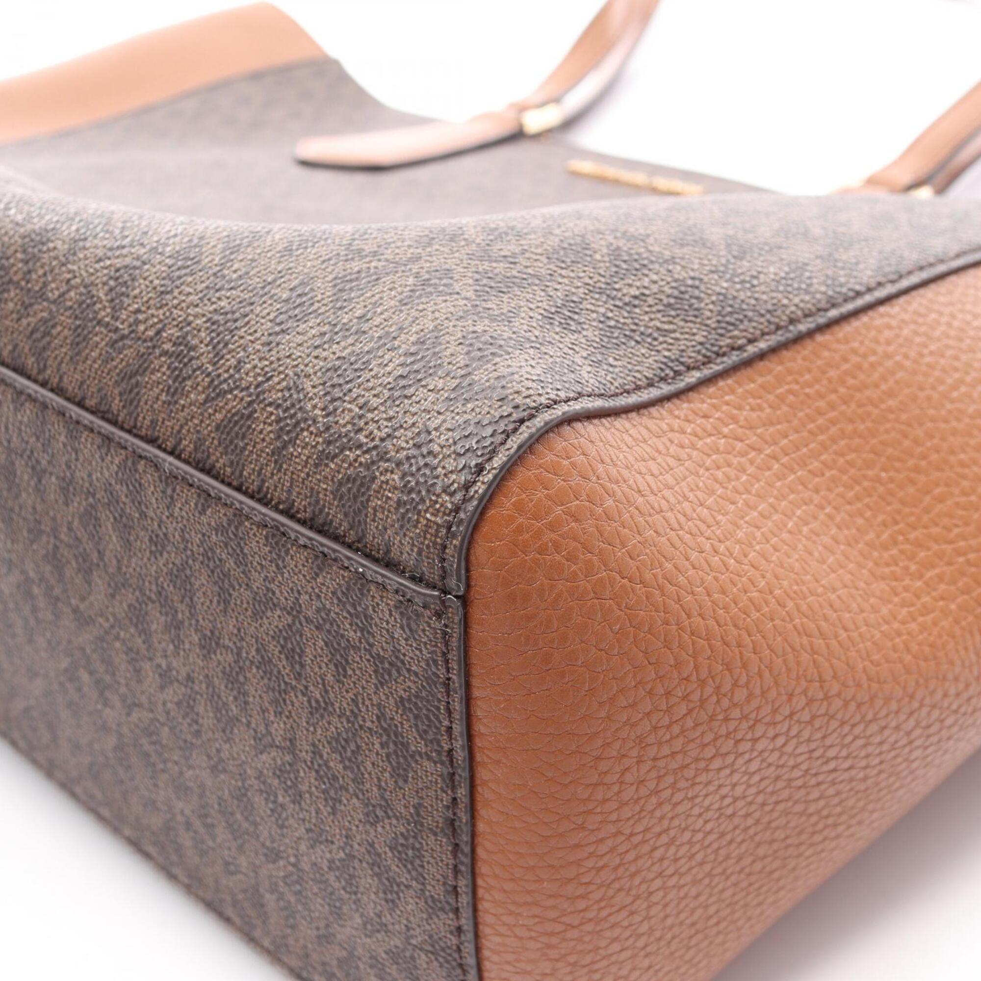 Michael Kors Brown Coated Canvas Leather Handbag Tote Bag (Pre-Owned)
