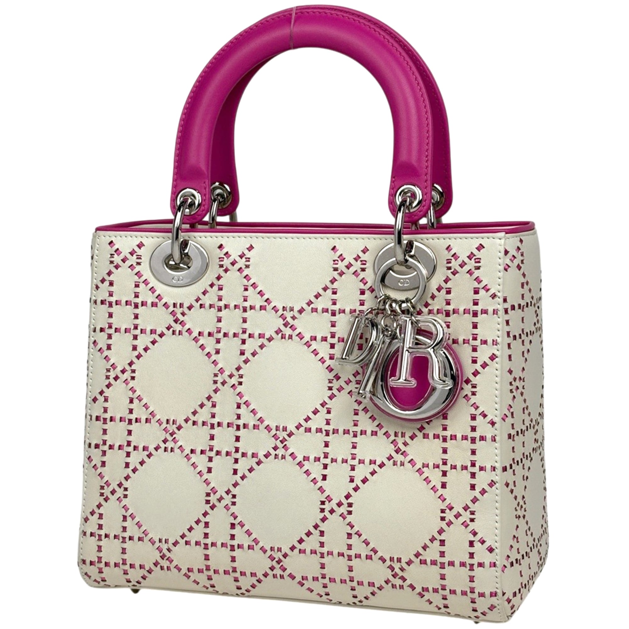 Christian Dior Pink White Leather Handbag (Pre-Owned)
