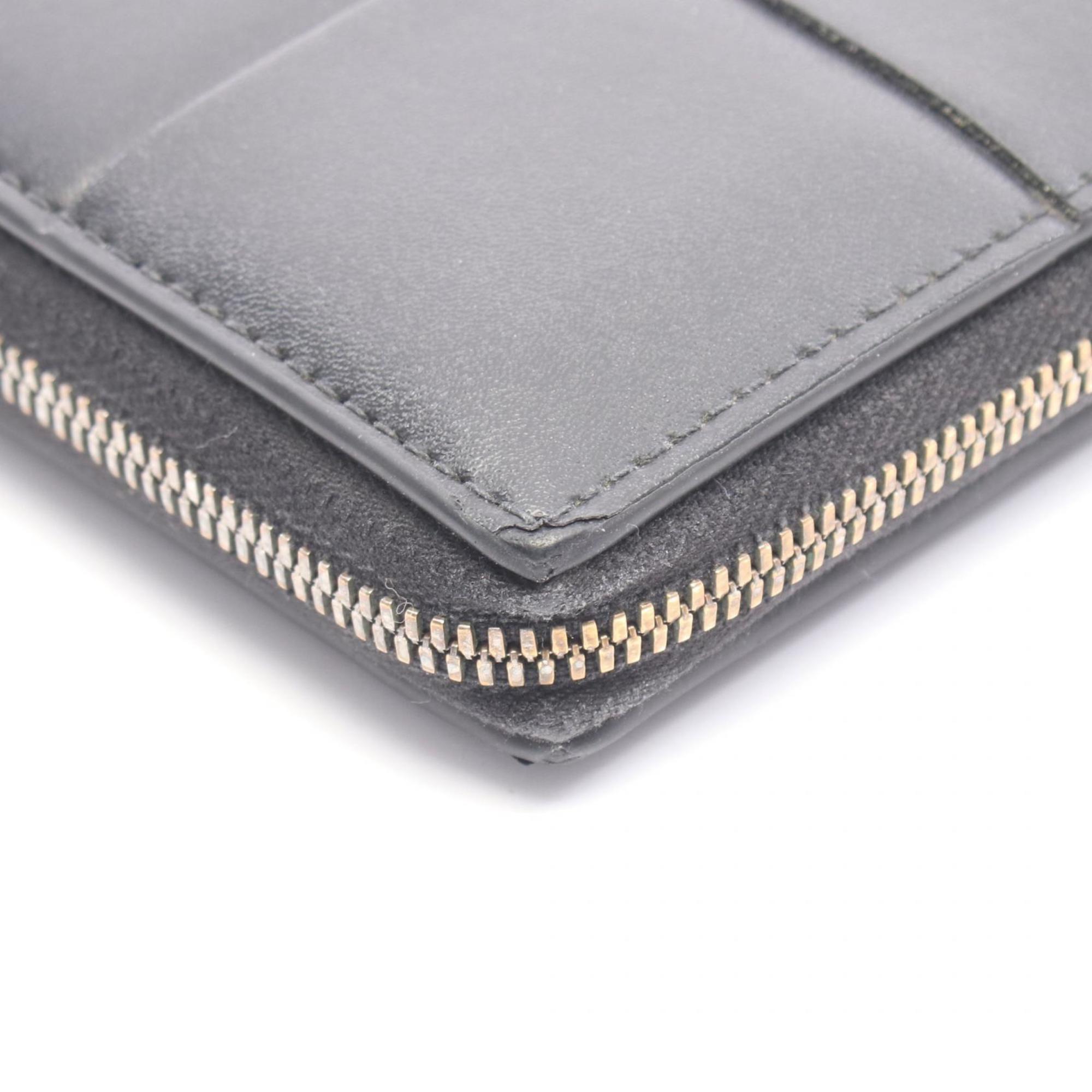 Bottega Veneta Black Leather Long Wallet (Bi-Fold) (Pre-Owned)