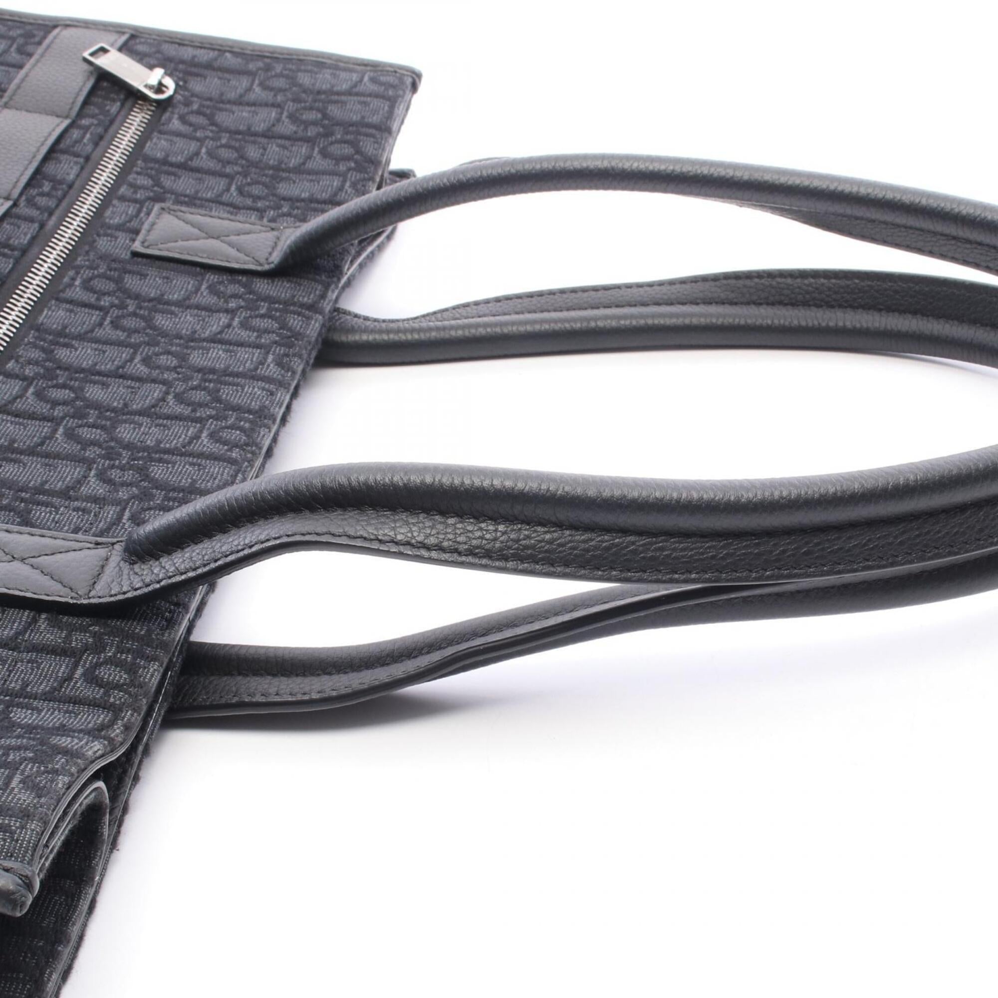 Christian Dior Black Canvas Leather Handbag Tote Bag (Pre-Owned)