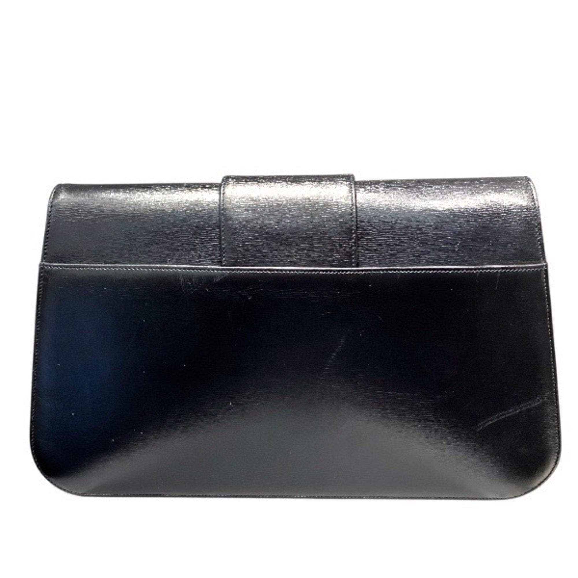 Cartier Sapphire Line Black Leather Handbag Shoulder Bag (Pre-Owned)