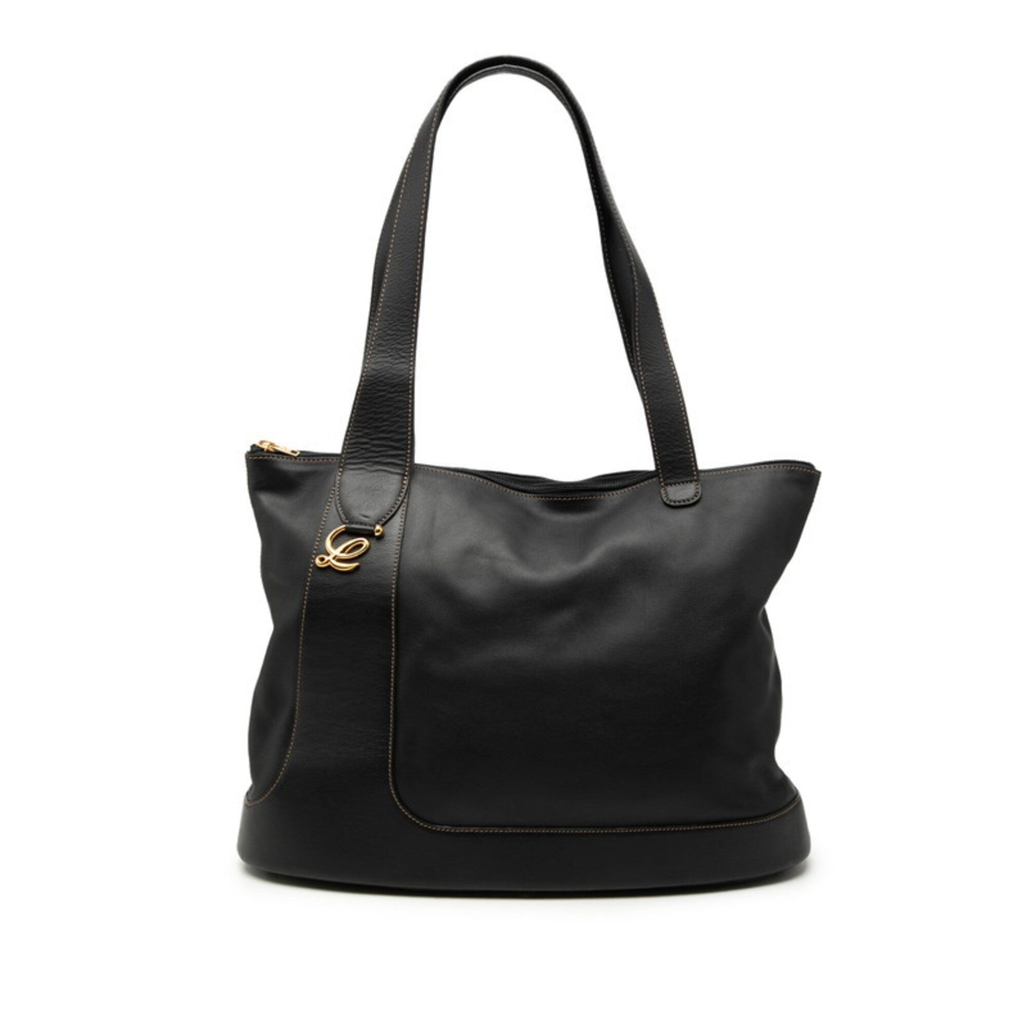 Loewe Black Leather Shoulder Bag Tote Bag (Pre-Owned)