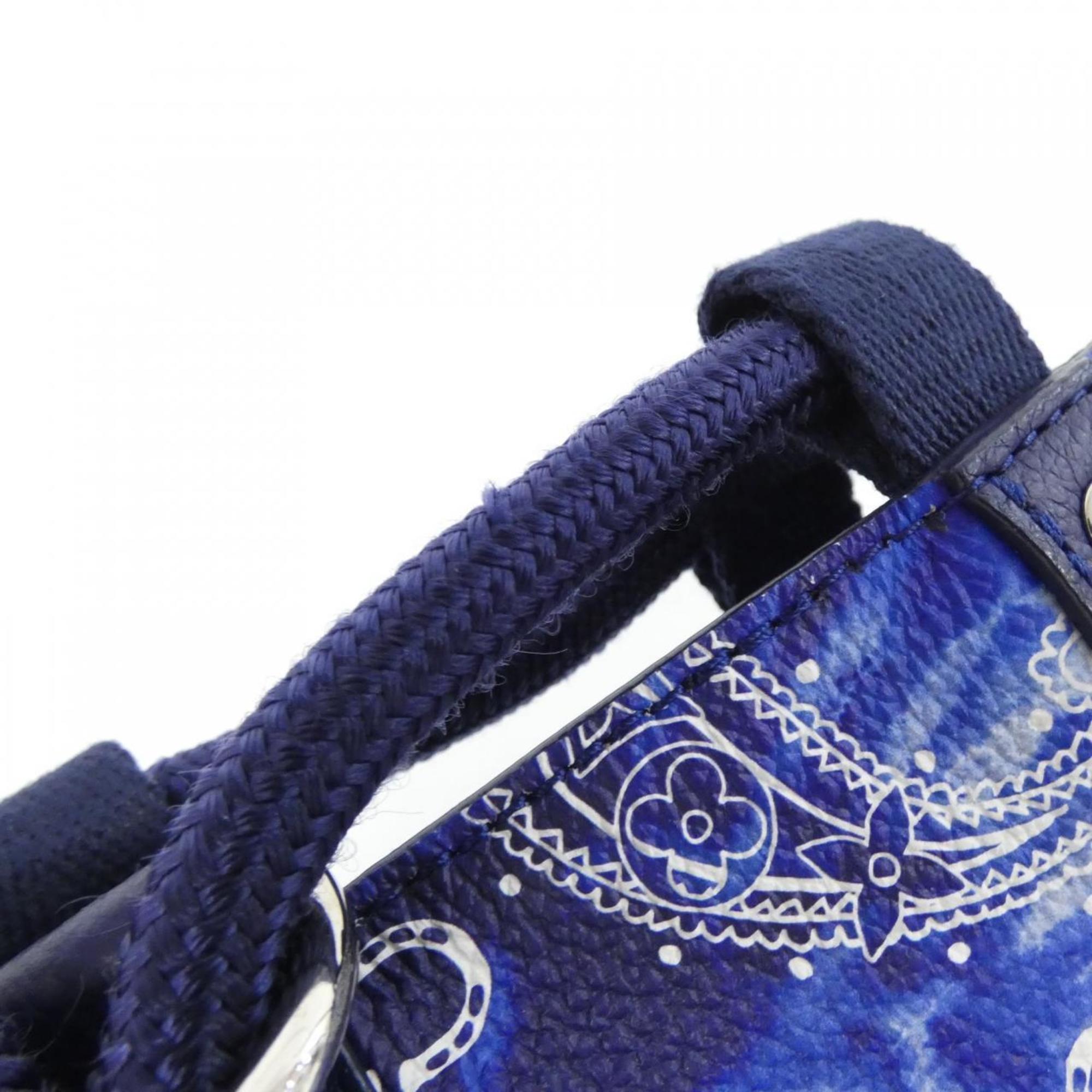 Louis Vuitton Monogram Blue Leather Shoulder Bag (Pre-Owned)