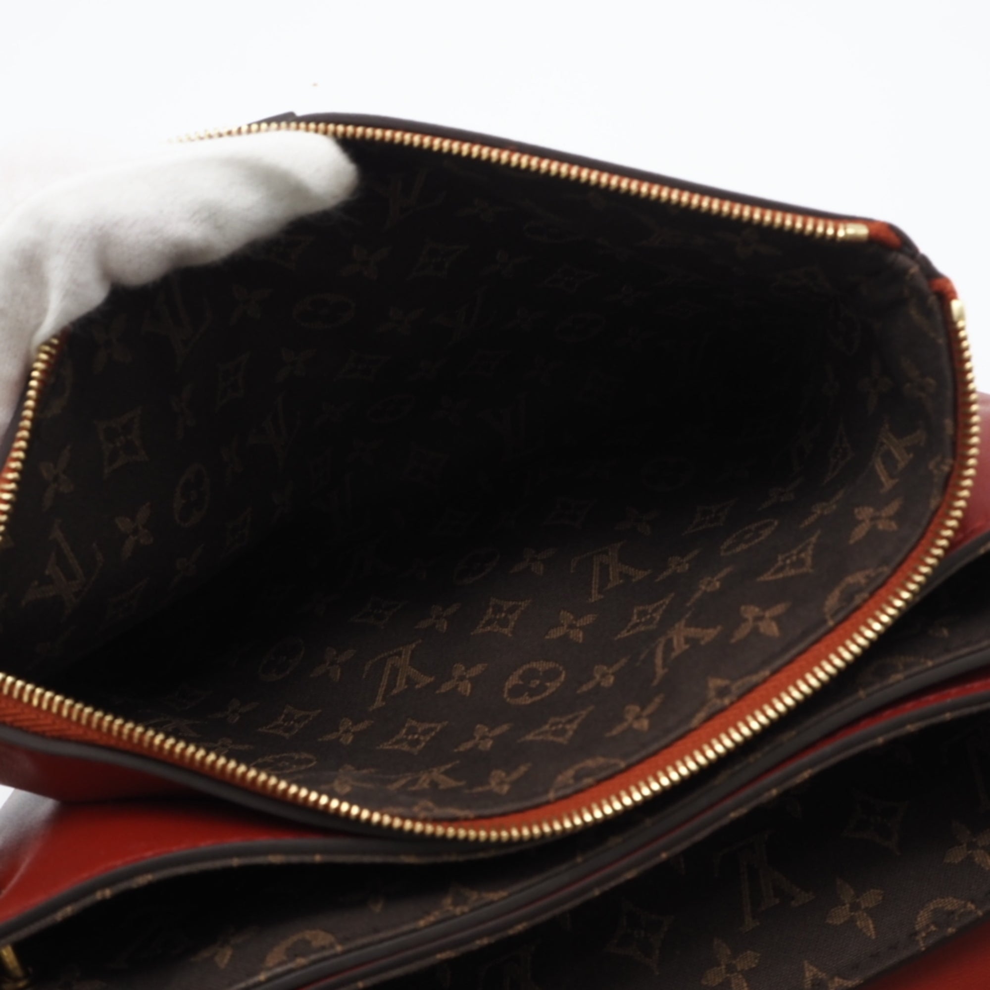 Louis Vuitton Brown Red Color Canvas Leather Shoulder Bag (Pre-Owned)