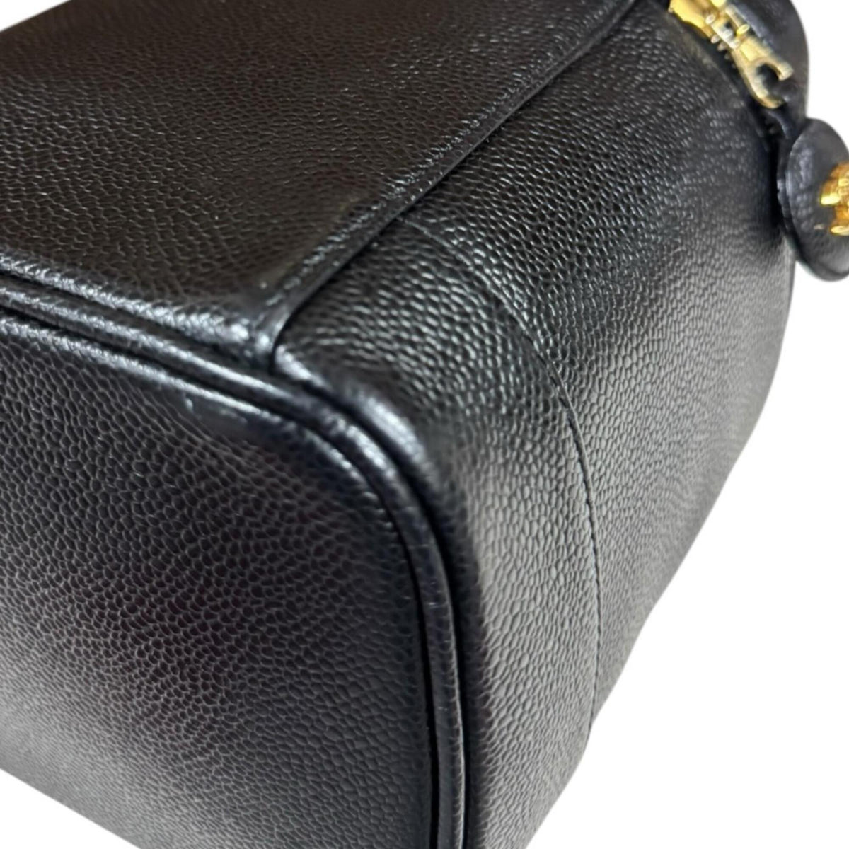 Chanel Black Grained Calfskin Handbag Vanity Bag (Pre-Owned)