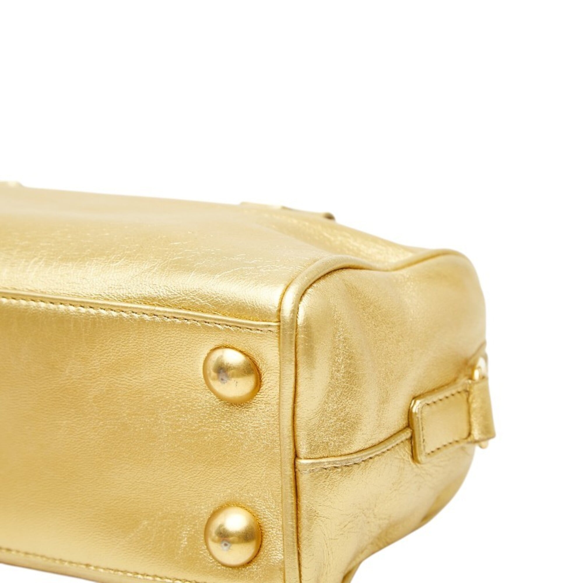 Saint Laurent Gold Leather Handbag Shoulder Bag (Pre-Owned)