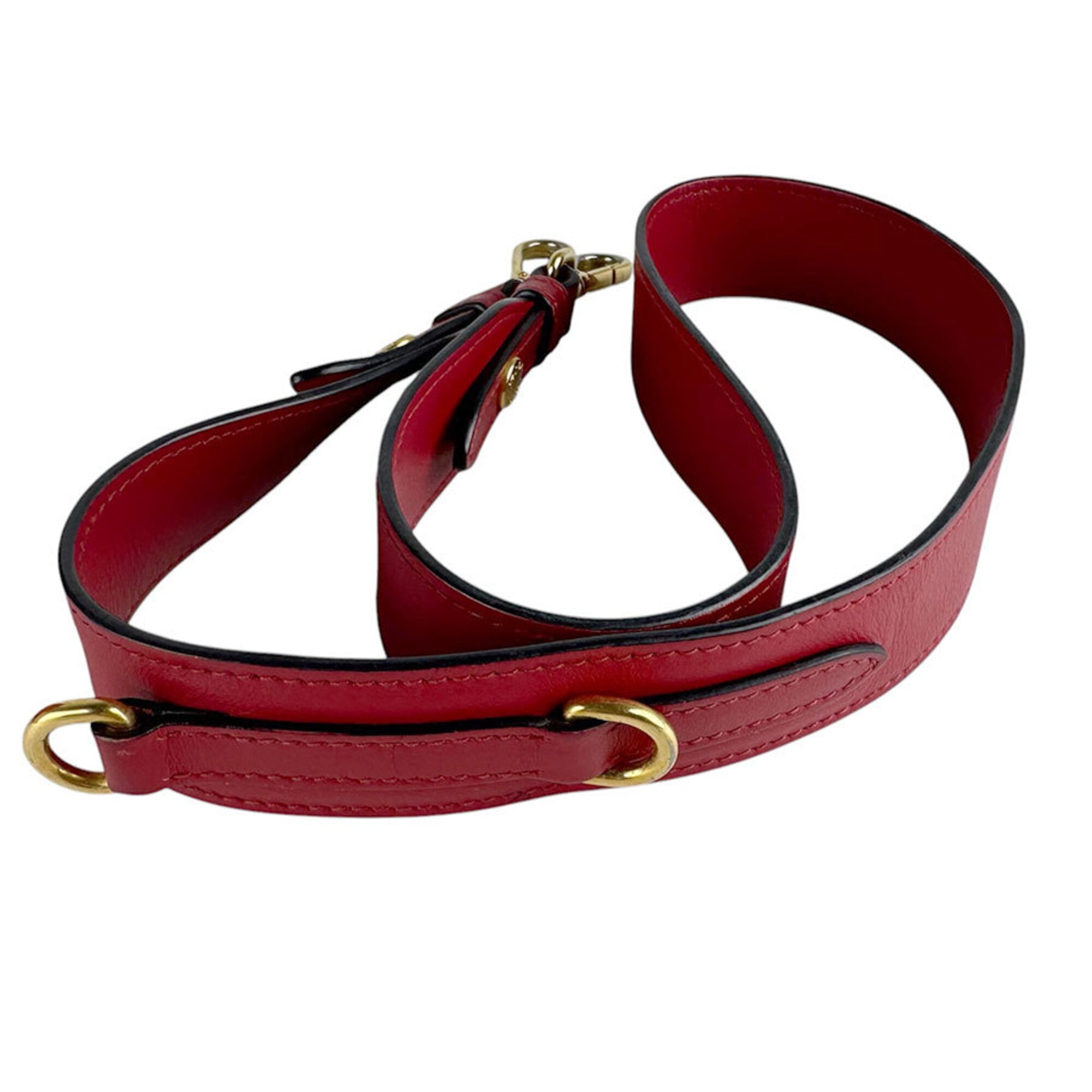 Prada Red Color Leather Handbag Shoulder Bag (Pre-Owned)