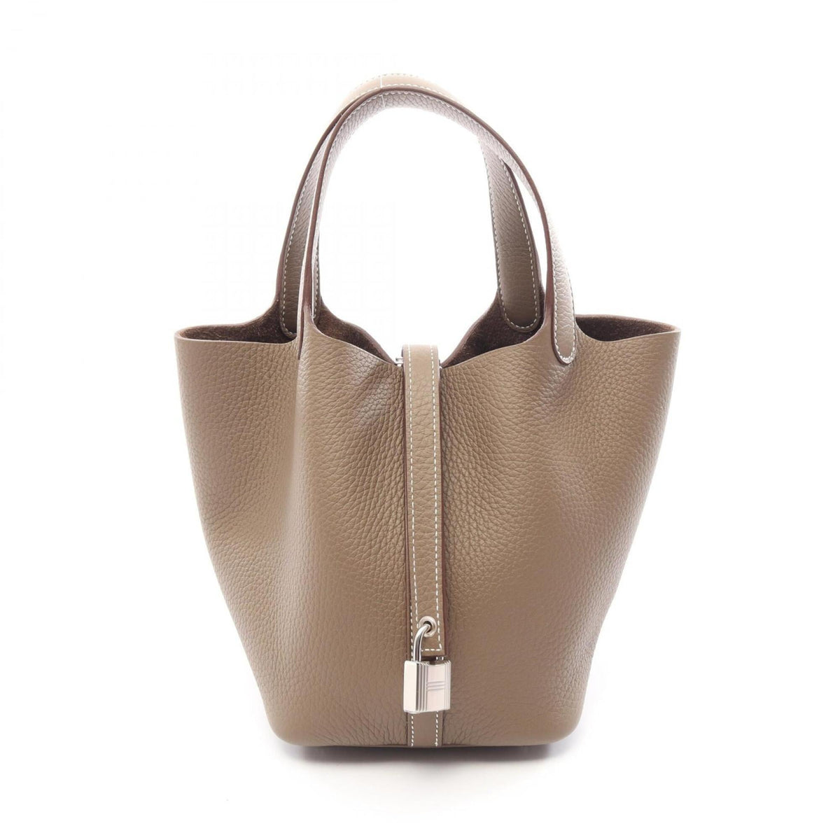 Hermes Etoupe Gray Gray Taurillon Clemence Leather Leather Handbag (Pre-Owned)
