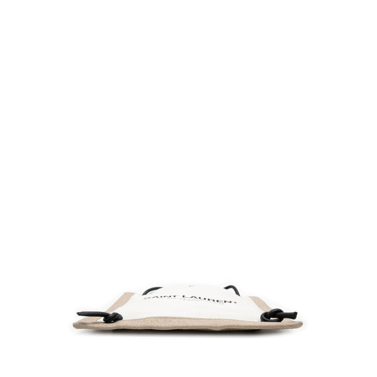 Saint Laurent Beige Black Canvas Leather Shoulder Bag (Pre-Owned)