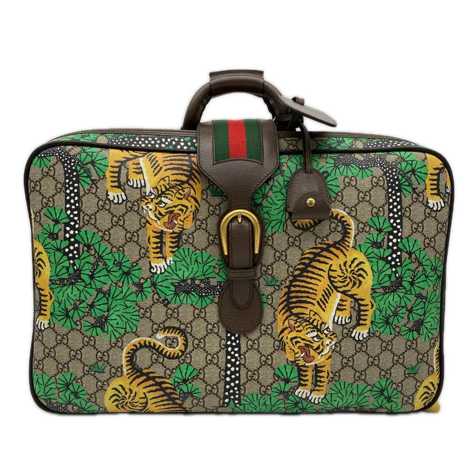 Gucci Sherry Line Beige Multi-Color Coated Canvas Leather Boston Bag (Pre-Owned)