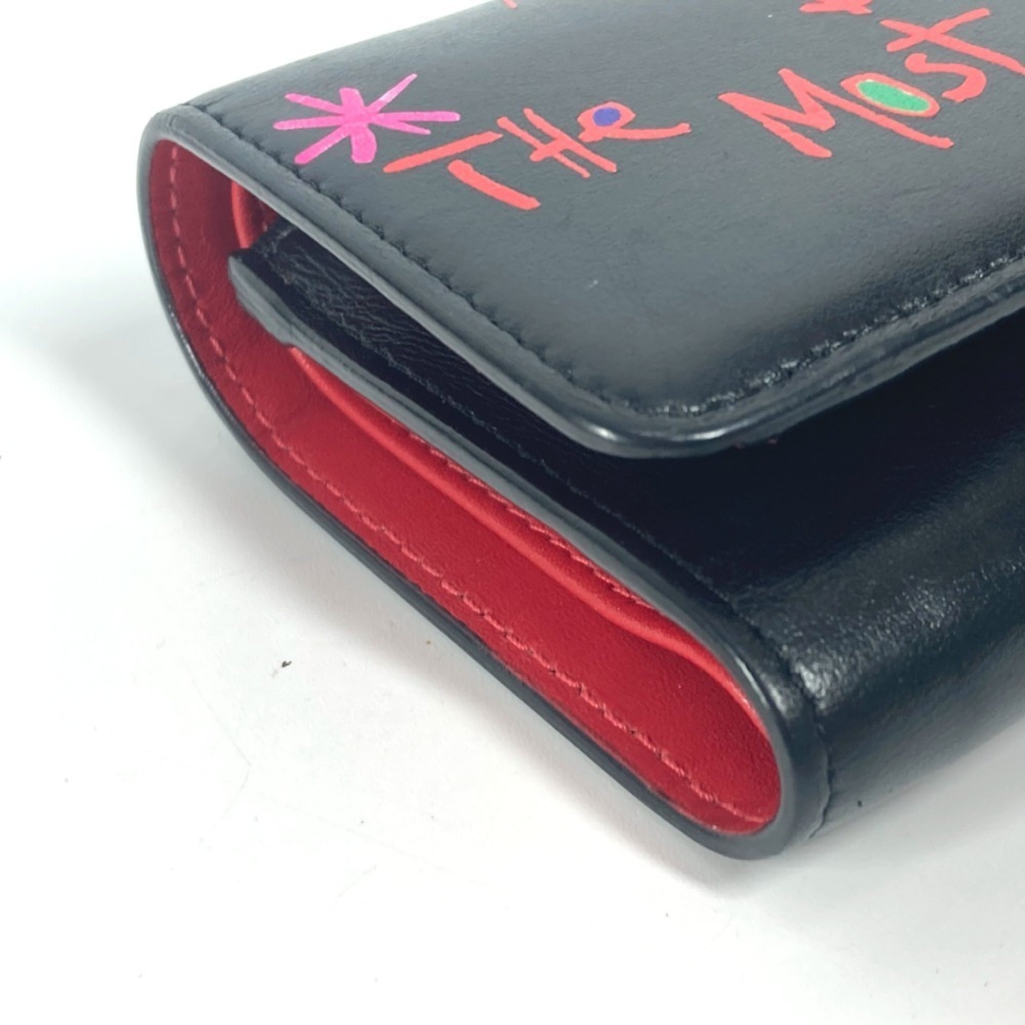 Christian Louboutin Black Multi-Color Leather Wallet (Tri-Fold) (Pre-Owned)