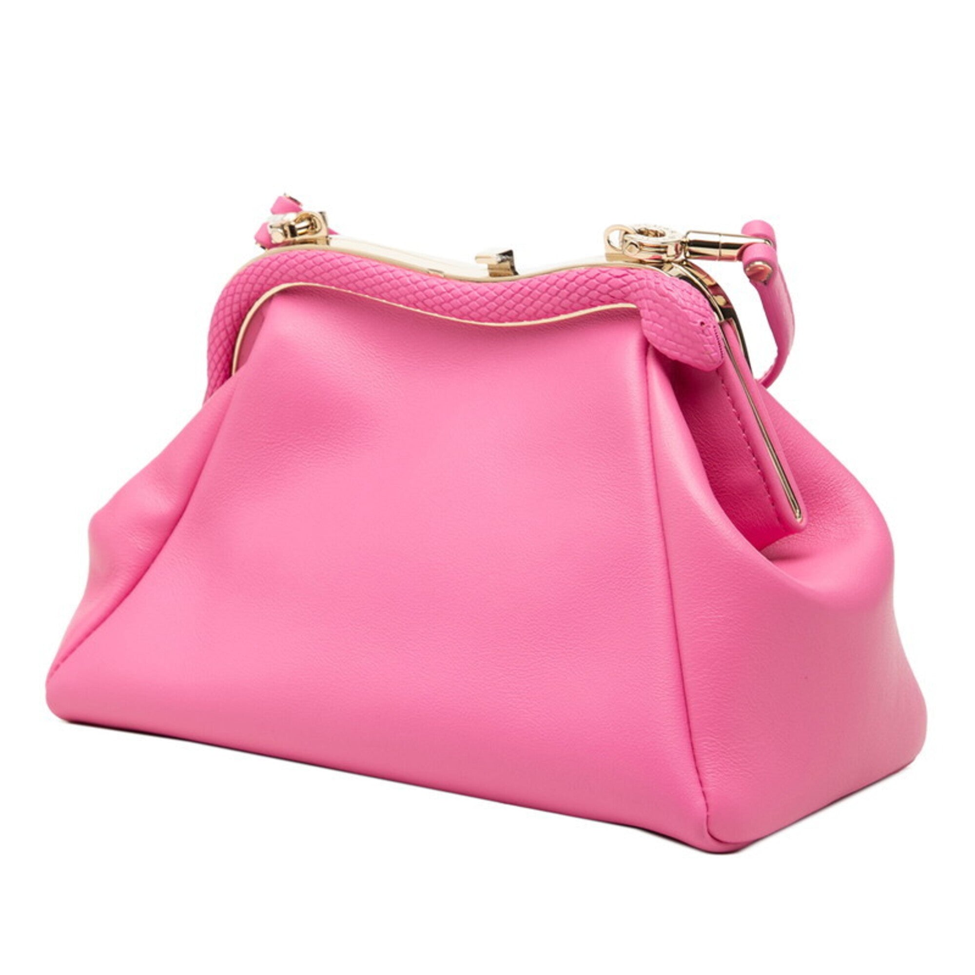 Bvlgari Pink Leather Handbag Pouch Shoulder Bag (Pre-Owned)