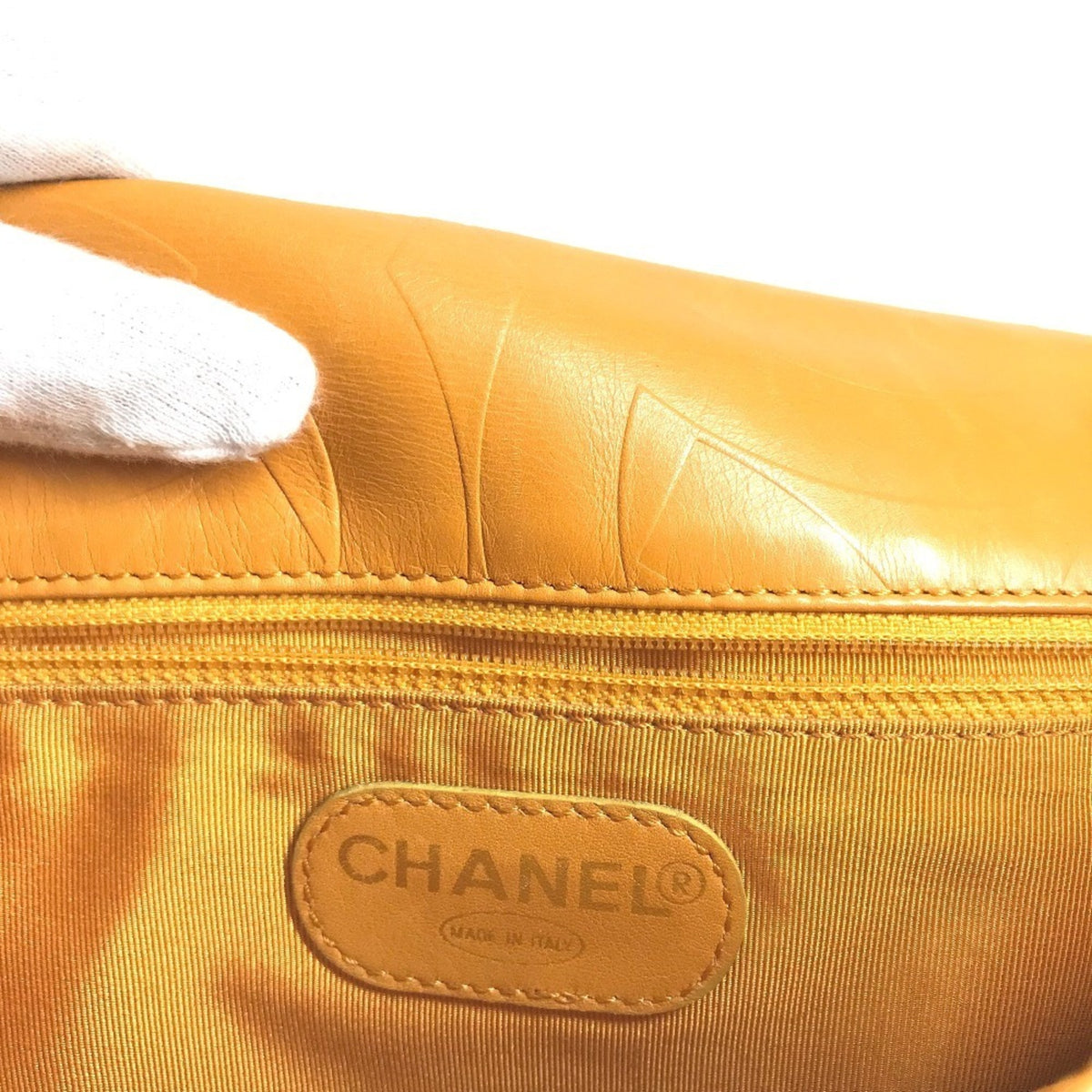 Chanel Orange Leather Pochette Shoulder Bag (Pre-Owned)