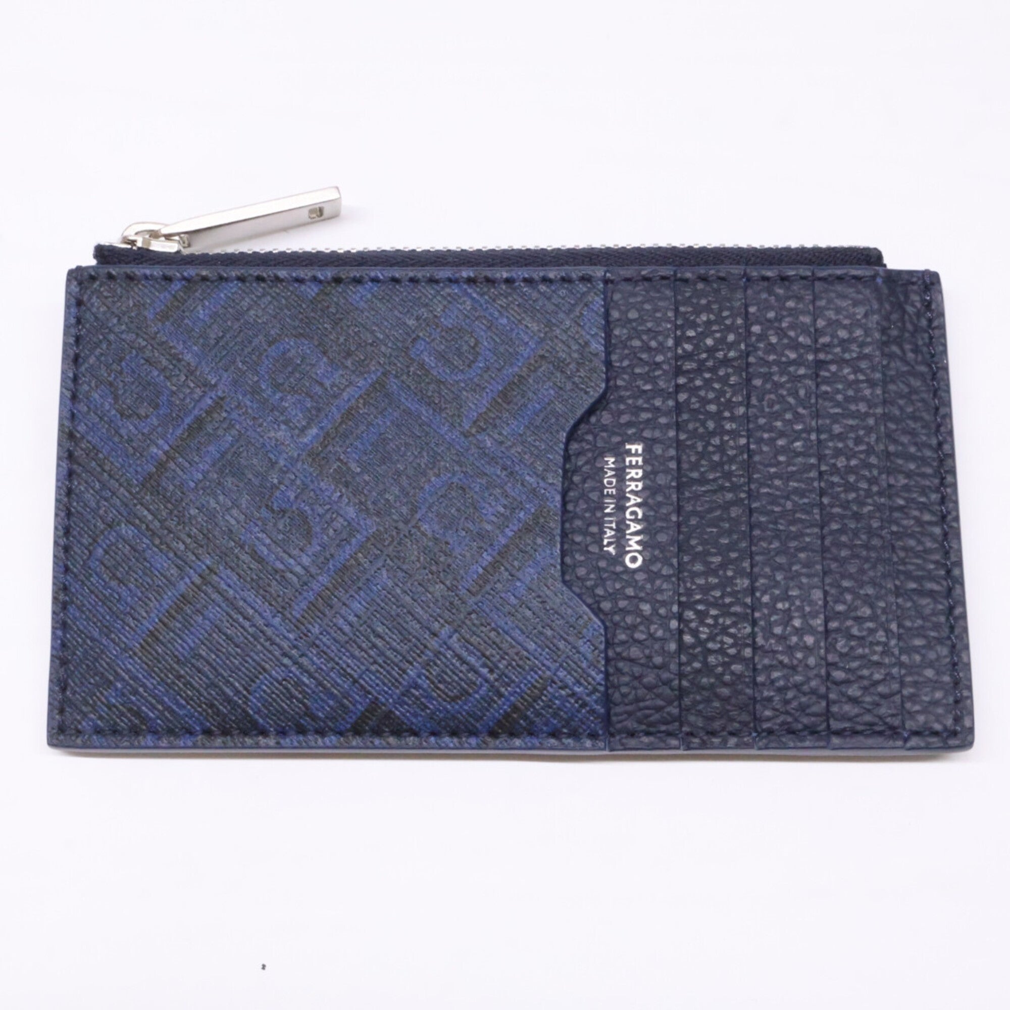 Salvatore Ferragamo Navy Leather Coin Purse/Coin Case (Pre-Owned)