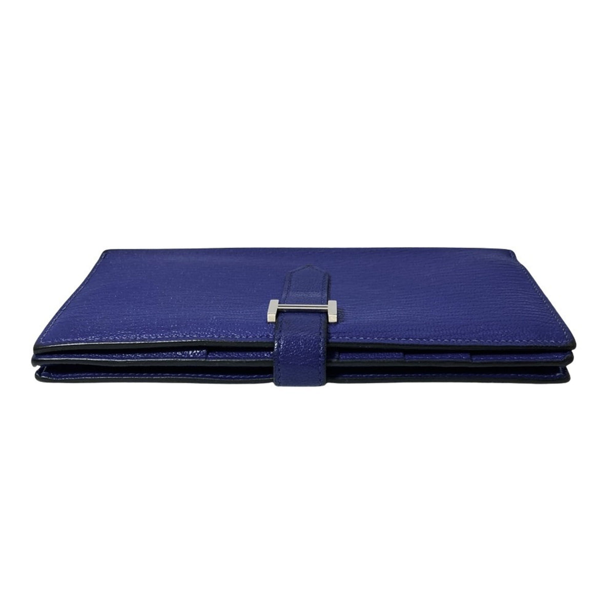 Hermes Blue Chevre Leather Long Wallet (Bi-Fold) (Pre-Owned)