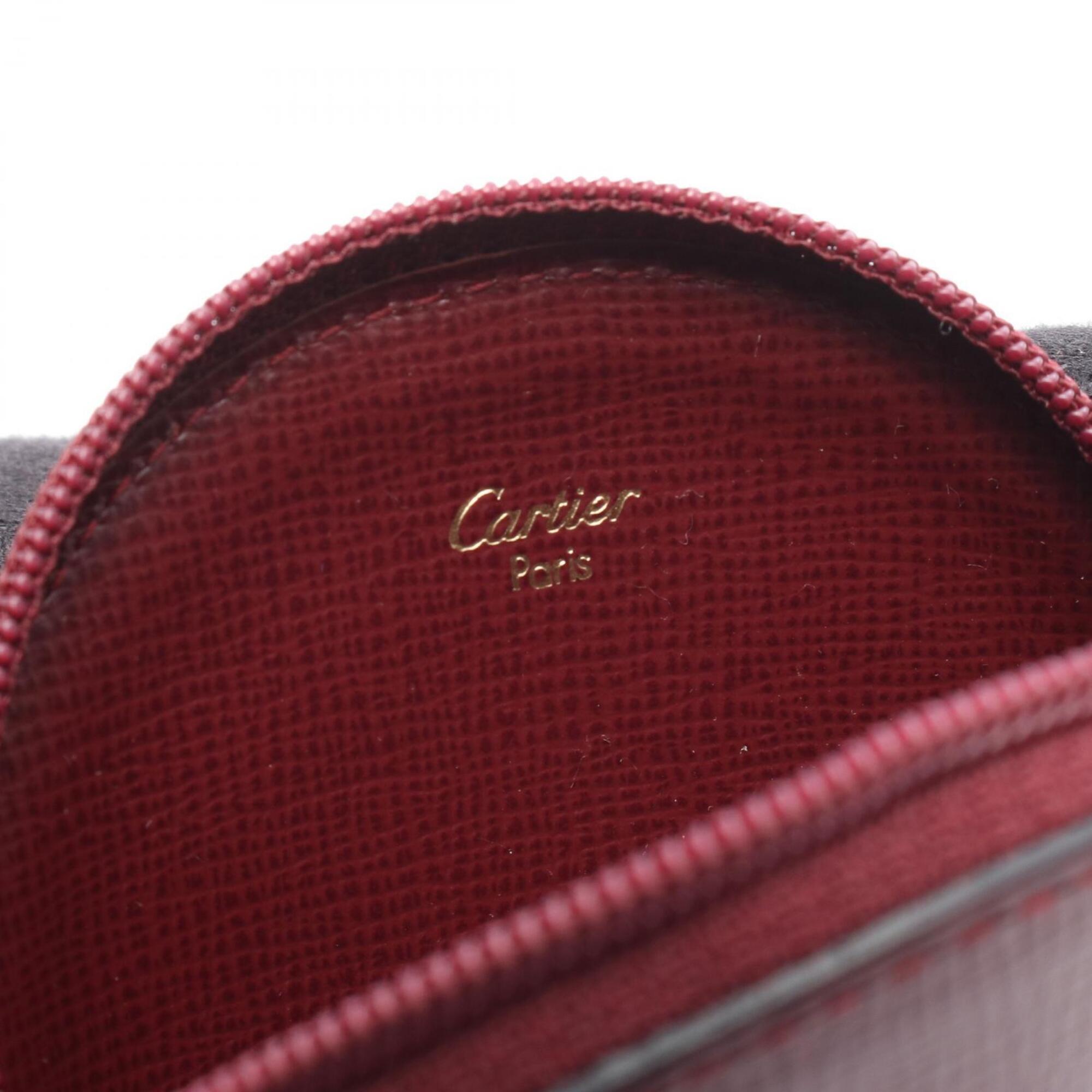 Cartier Bordeaux Leather Coin Purse/Coin Case (Pre-Owned)