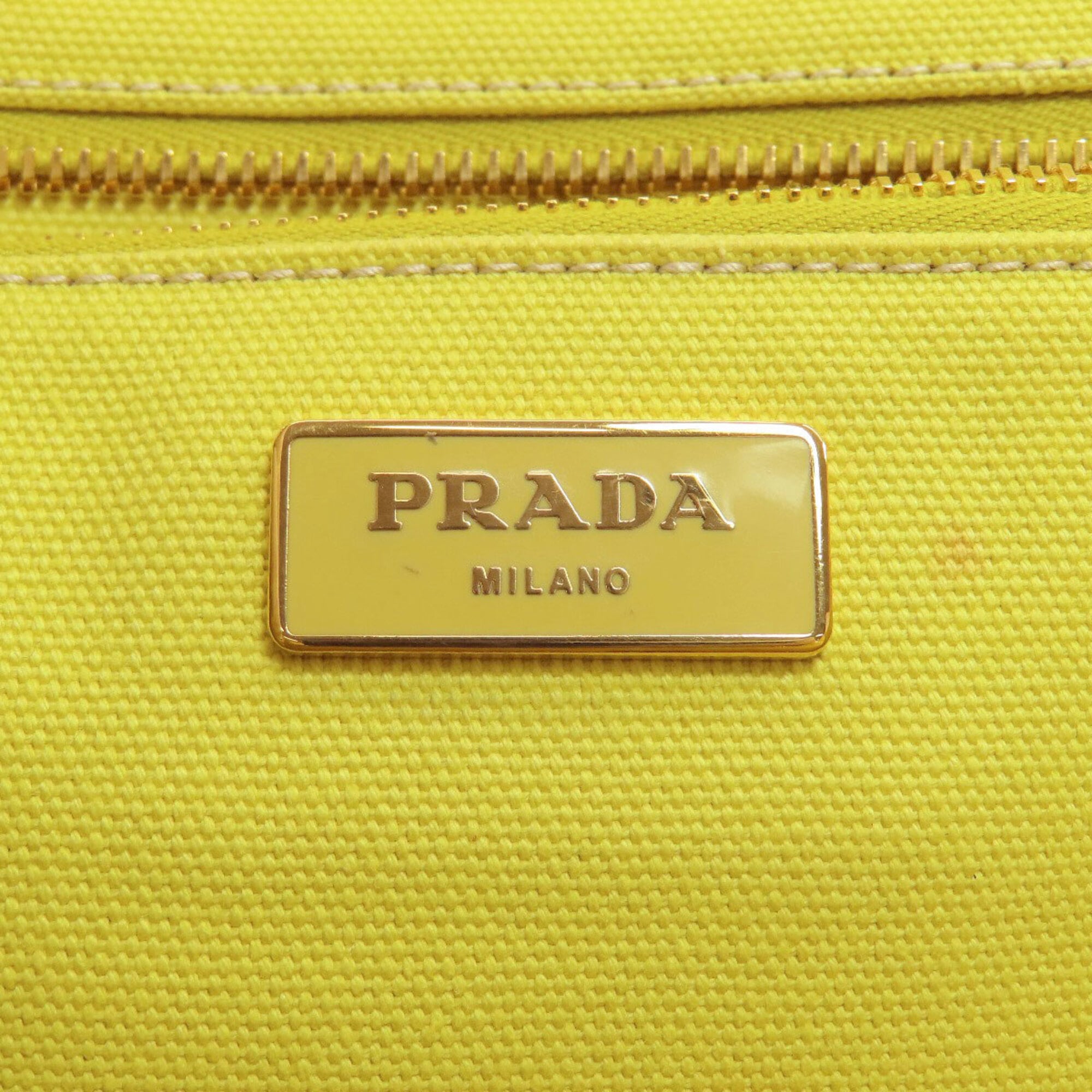 Prada Canapa Yellow Canvas Tote Bag (Pre-Owned)