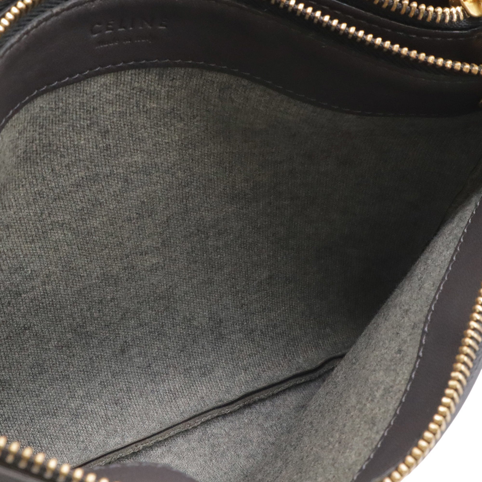Celine Gray Leather Handbag Pochette Shoulder Bag (Pre-Owned)