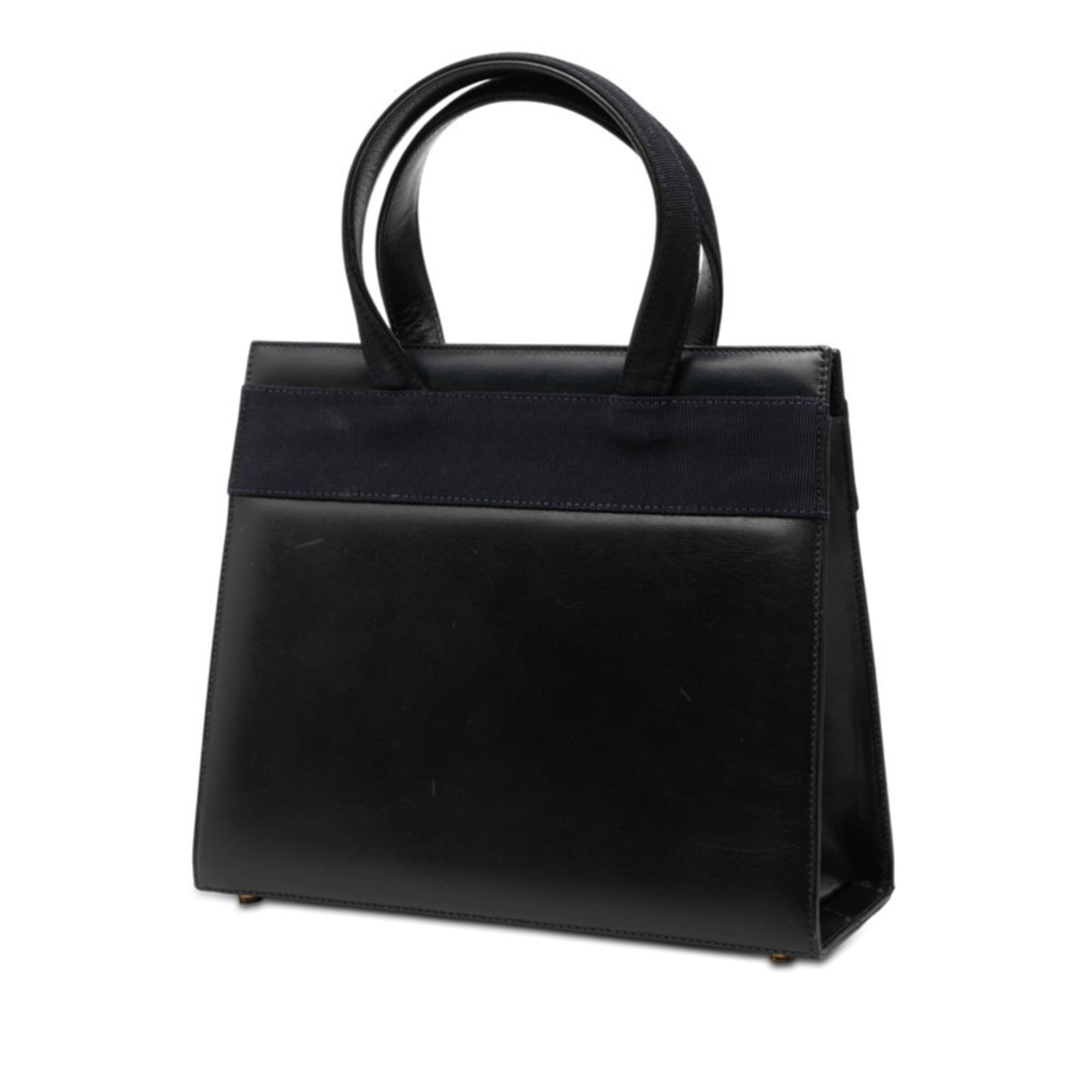 Salvatore Ferragamo Navy Leather Handbag Shoulder Bag (Pre-Owned)