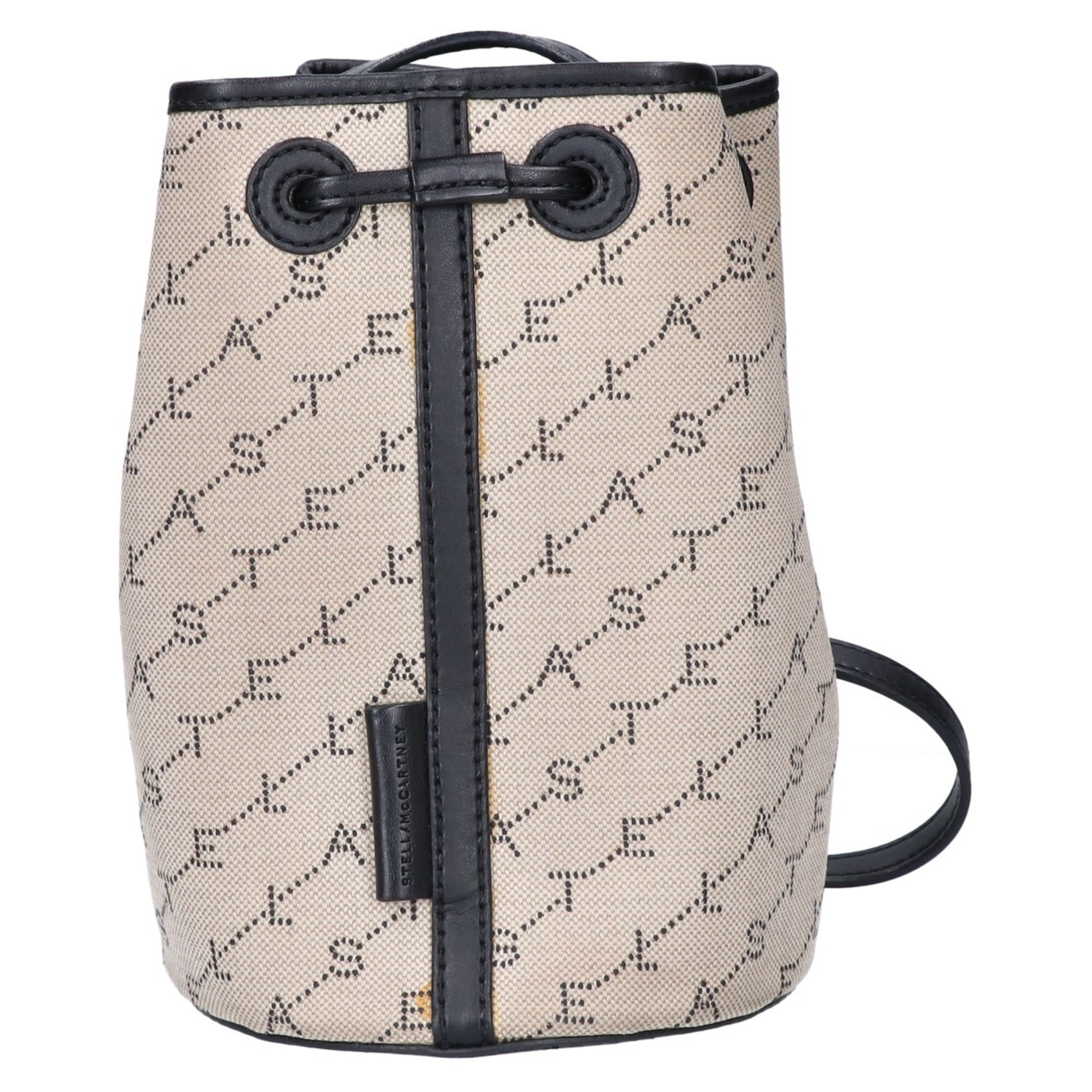 Stella Mccartney Beige Black Canvas Shoulder Bag (Pre-Owned)