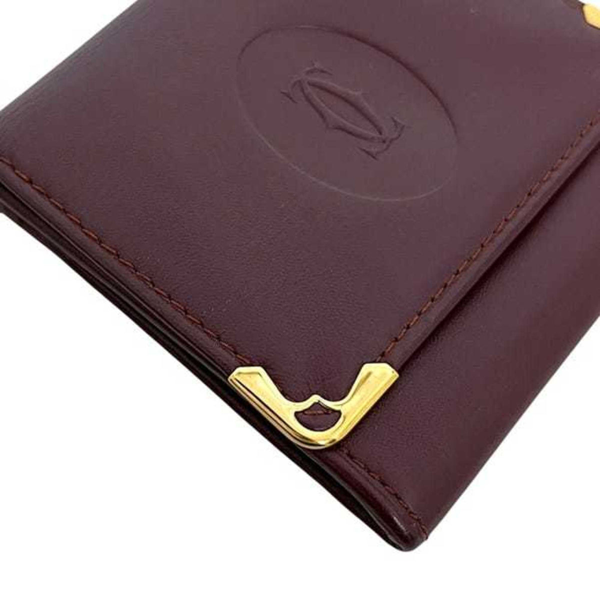 Cartier Must Bordeaux Leather Coin Purse/Coin Case (Pre-Owned)