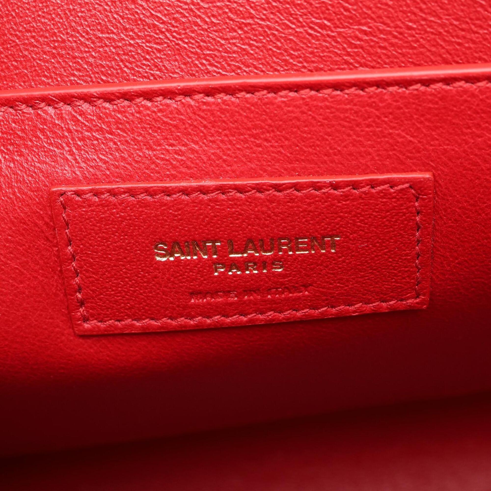 Yves Saint Laurent Red Color Leather Handbag Shoulder Bag (Pre-Owned)