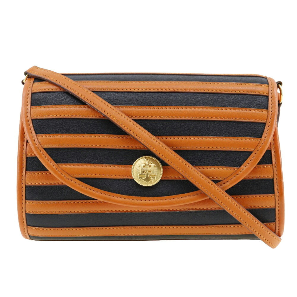 Hermes Black Orange Leather Shoulder Bag (Pre-Owned)