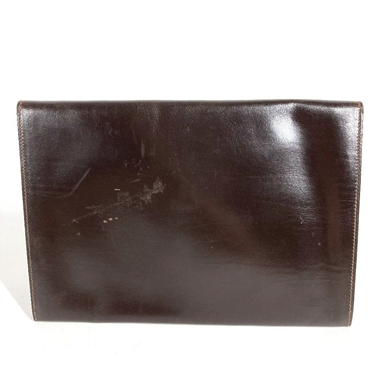 Hermes Pochette Rio Brown Leather Clutch Bag Handbag Pochette Pouch (Pre-Owned)