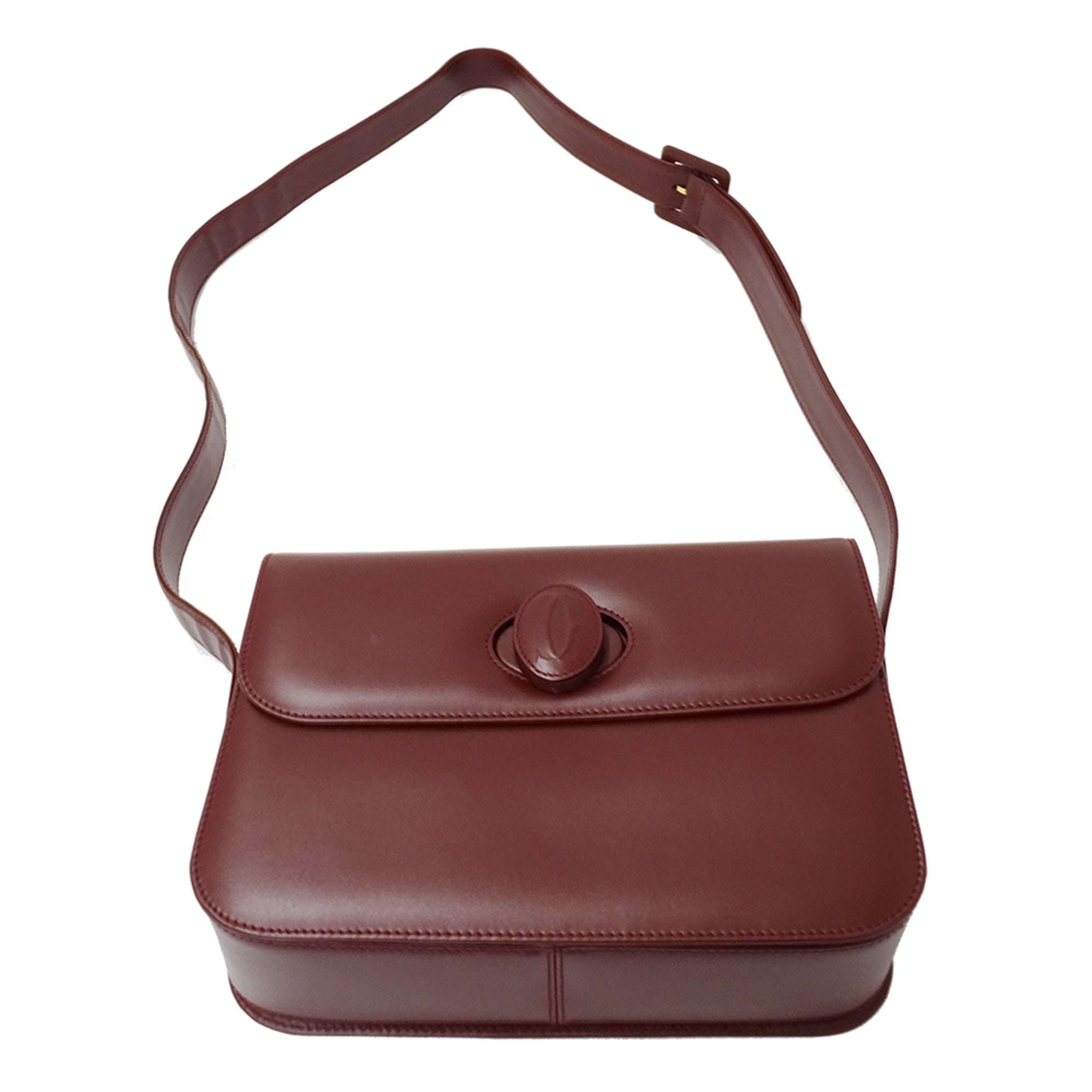 Cartier Must Bordeaux Leather Handbag Shoulder Bag (Pre-Owned)