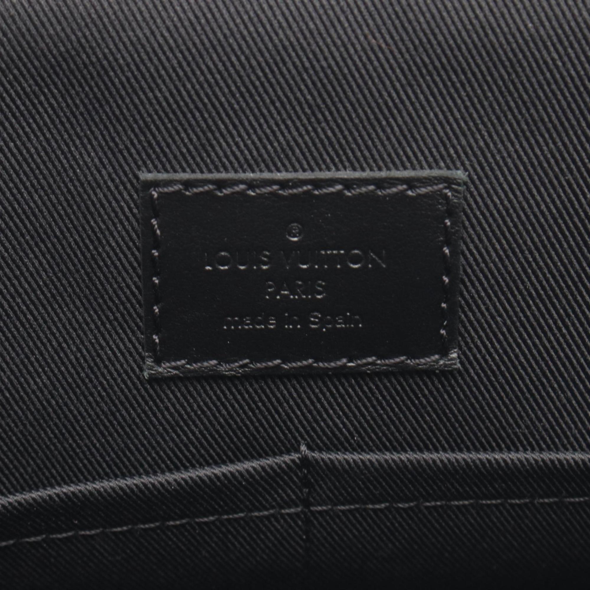 Louis Vuitton Black Coated Canvas Leather Handbag Shoulder Bag (Pre-Owned)