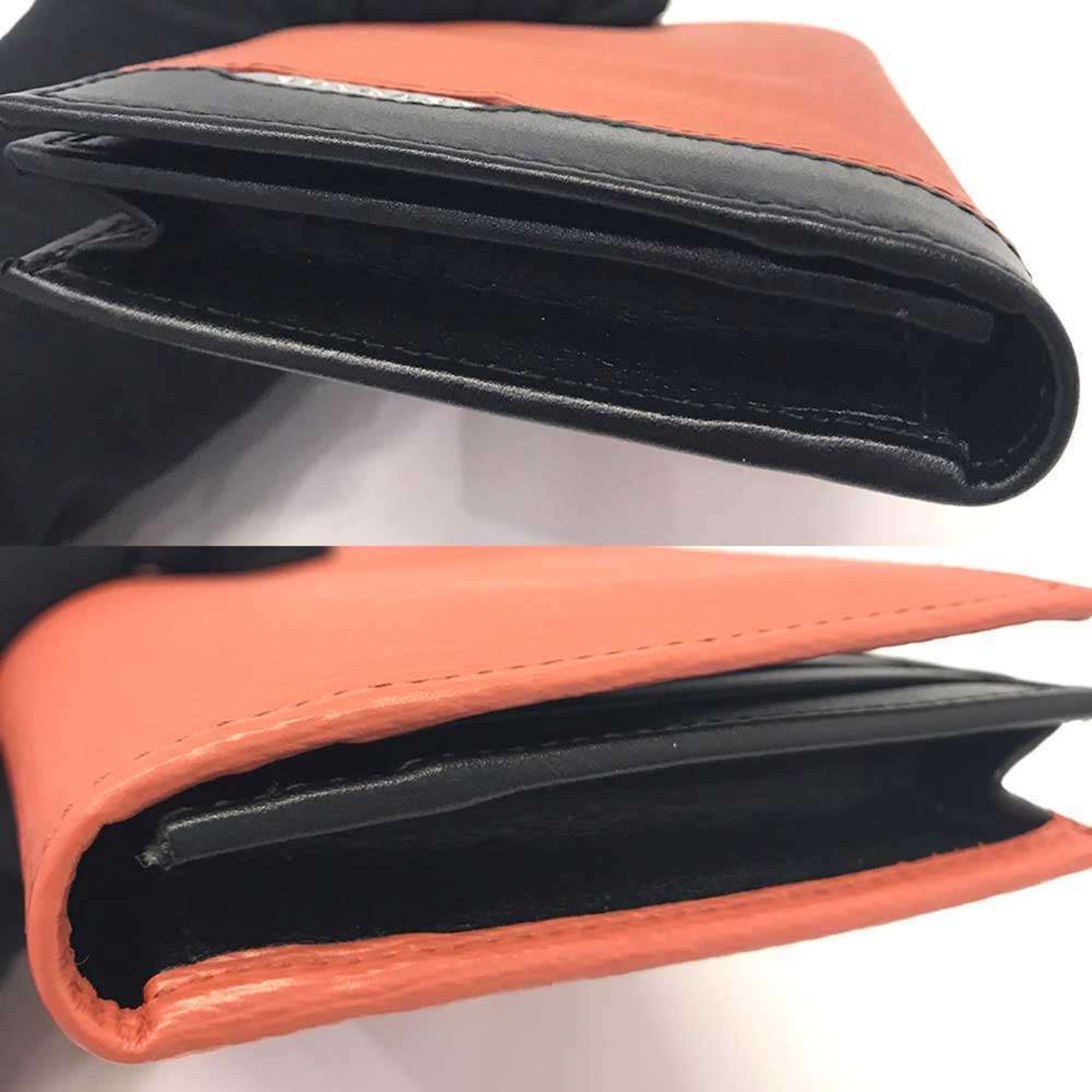 Bvlgari Orange Salmon Pink Leather Long Wallet (Bi-Fold) (Pre-Owned)