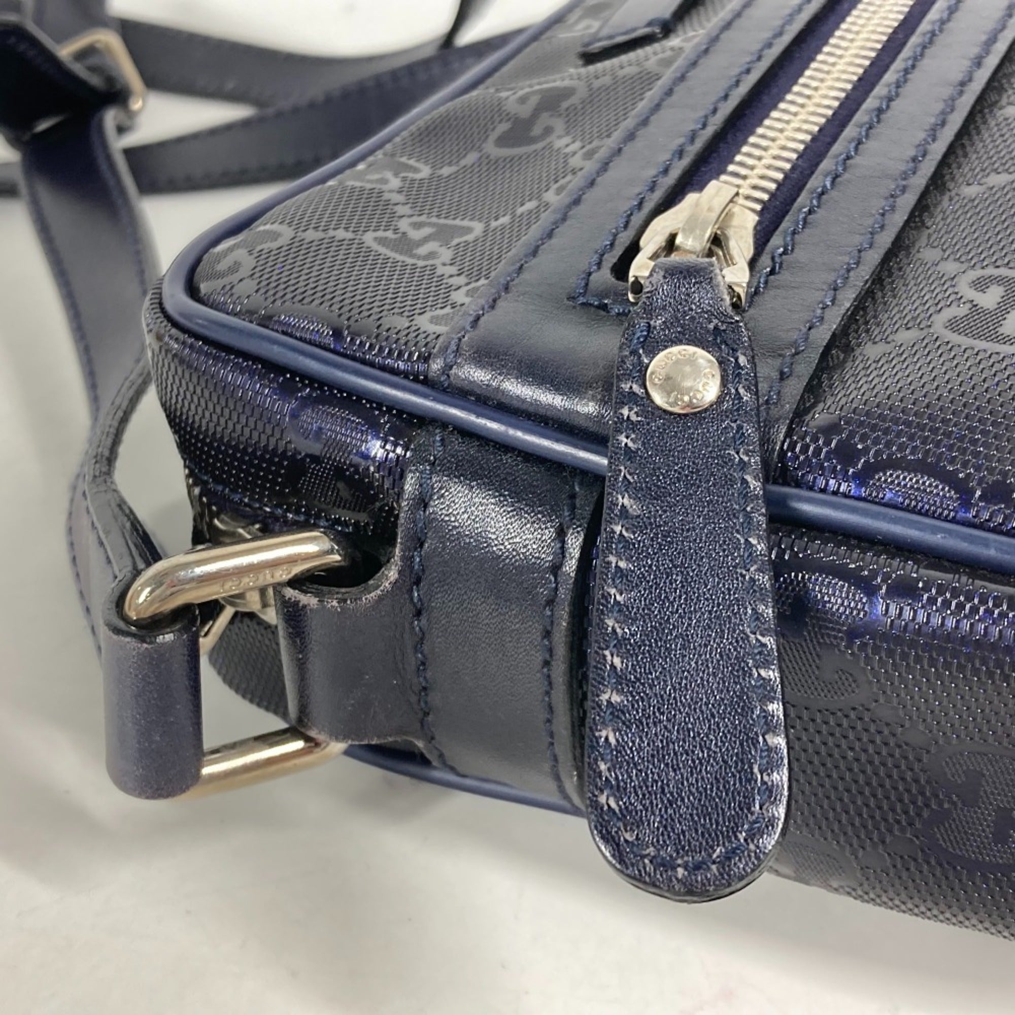 Gucci Gg Imprimé Blue Gg Imprimé Pochette Shoulder Bag (Pre-Owned)