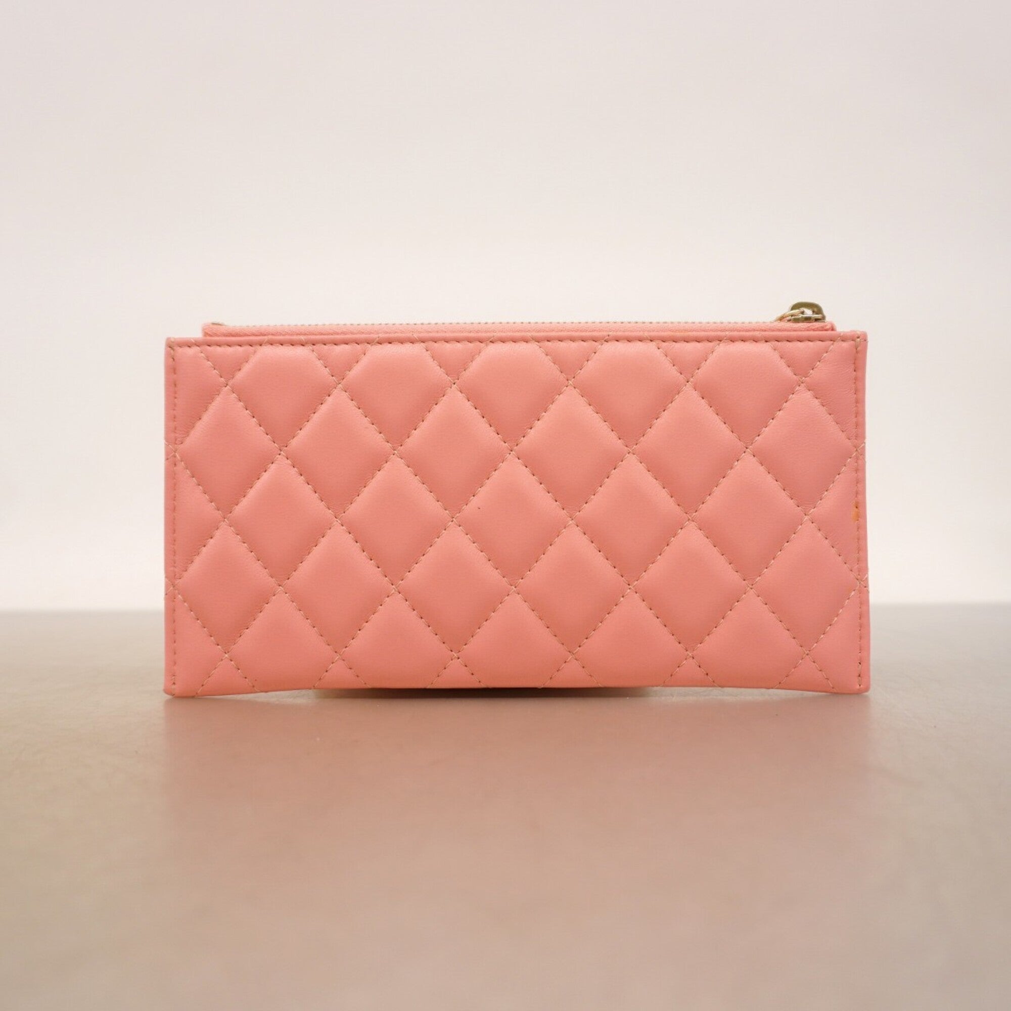 Chanel Pink Leather Long Wallet (Bi-Fold) (Pre-Owned)
