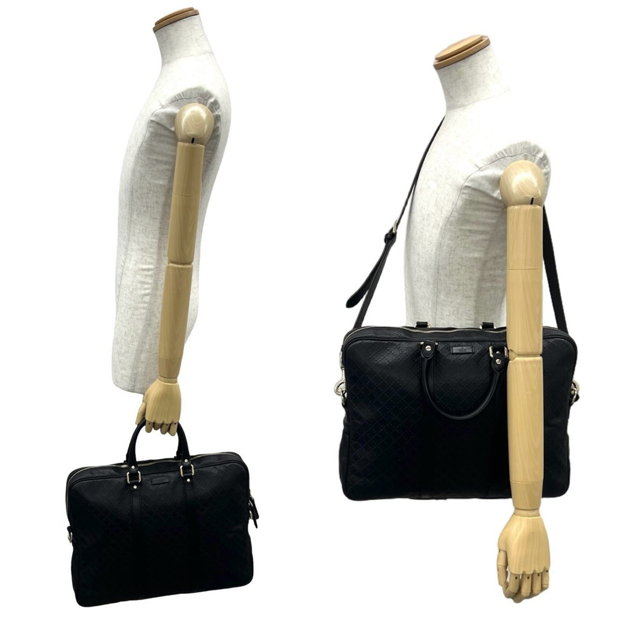 Gucci Black Leather Pvc Briefcase Shoulder Bag (Pre-Owned)
