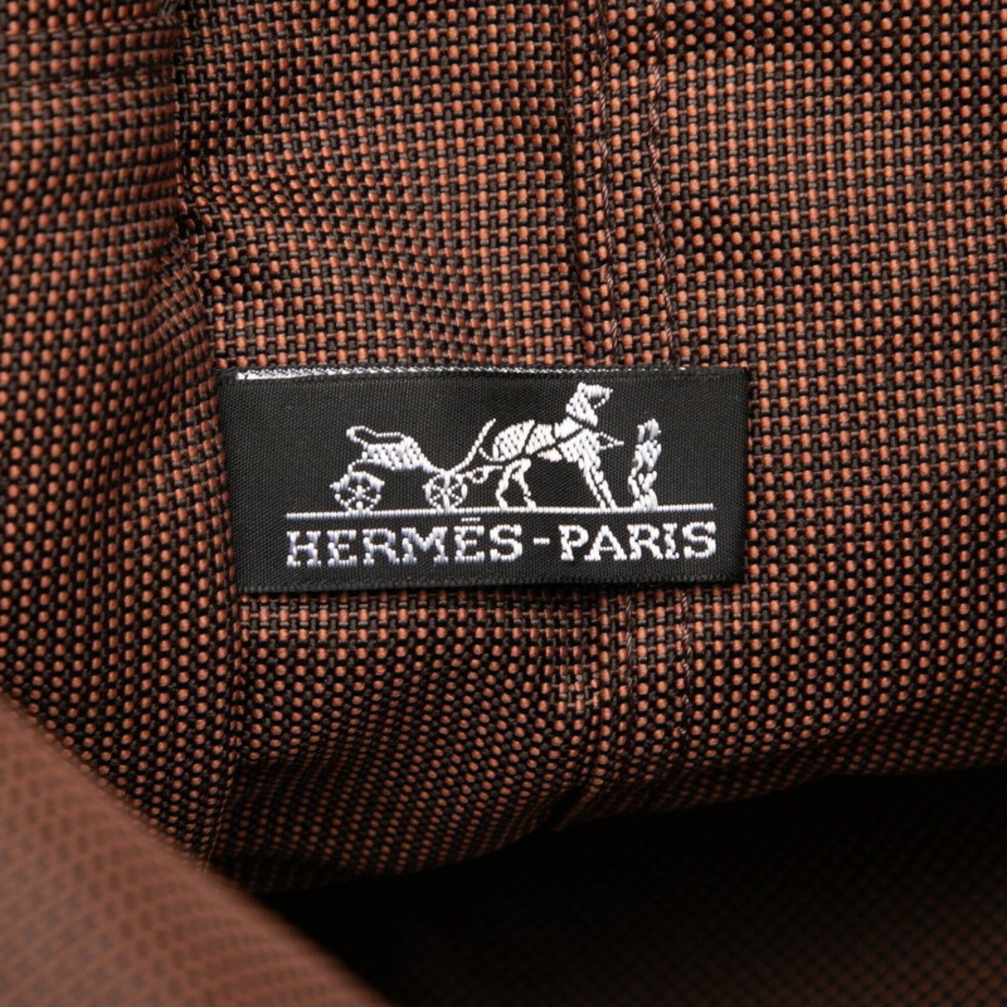 Hermes Her Line Brown Canvas Backpack (Pre-Owned)