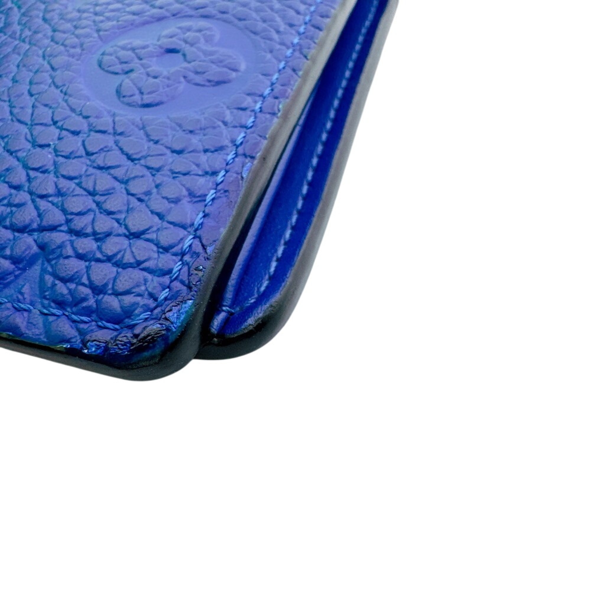 Louis Vuitton Blue Blue Green Leather Long Wallet (Bi-Fold) (Pre-Owned)