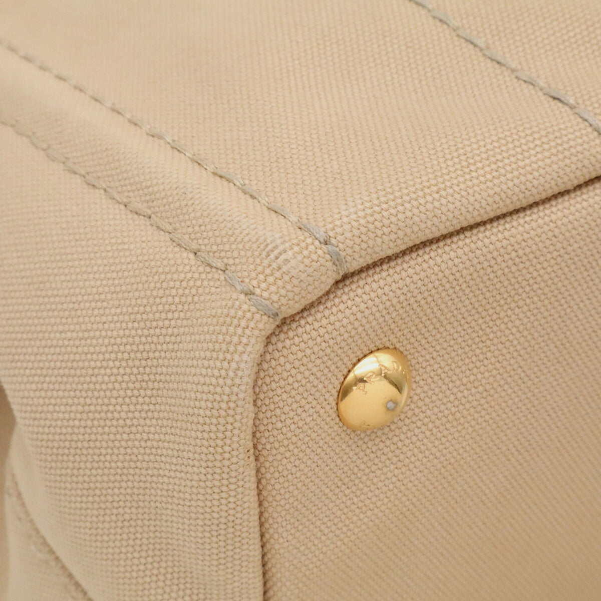 Prada Beige Canvas Shoulder Bag Tote Bag (Pre-Owned)