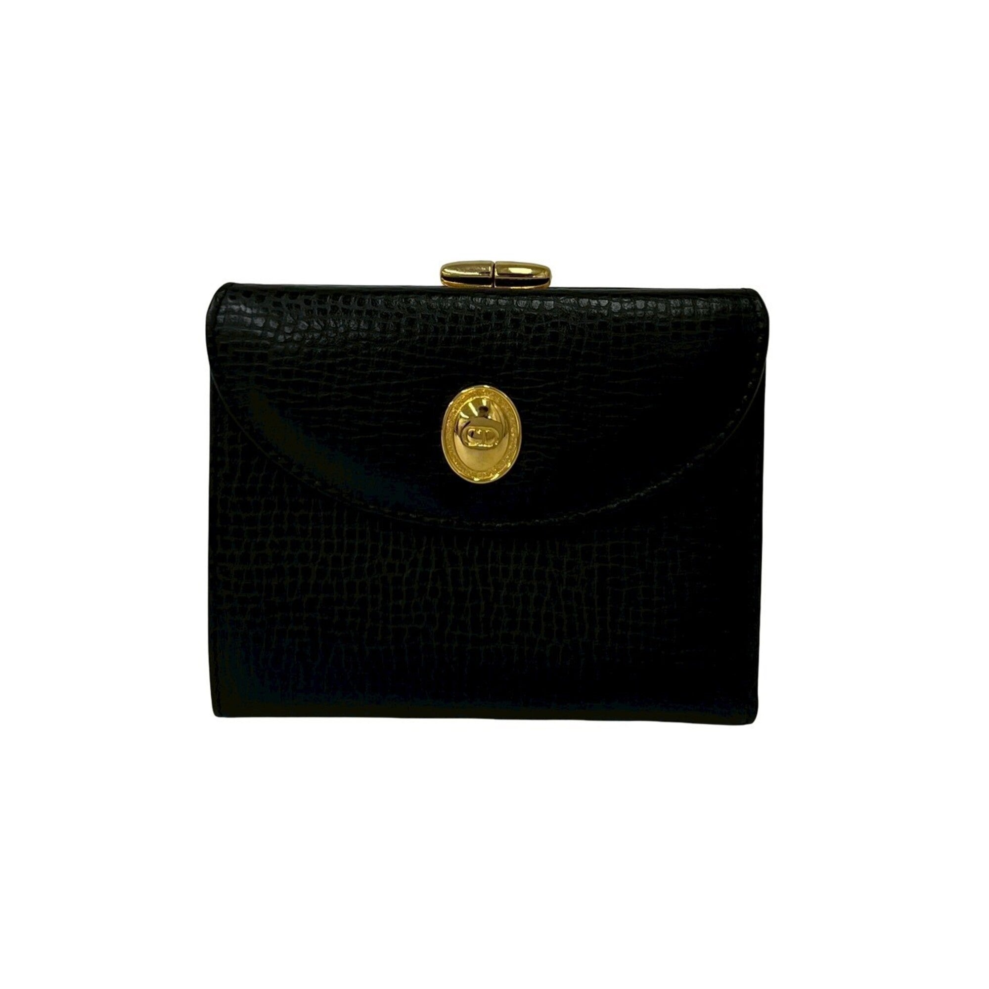 Christian Dior Black Leather Wallet (Tri-Fold) (Pre-Owned)