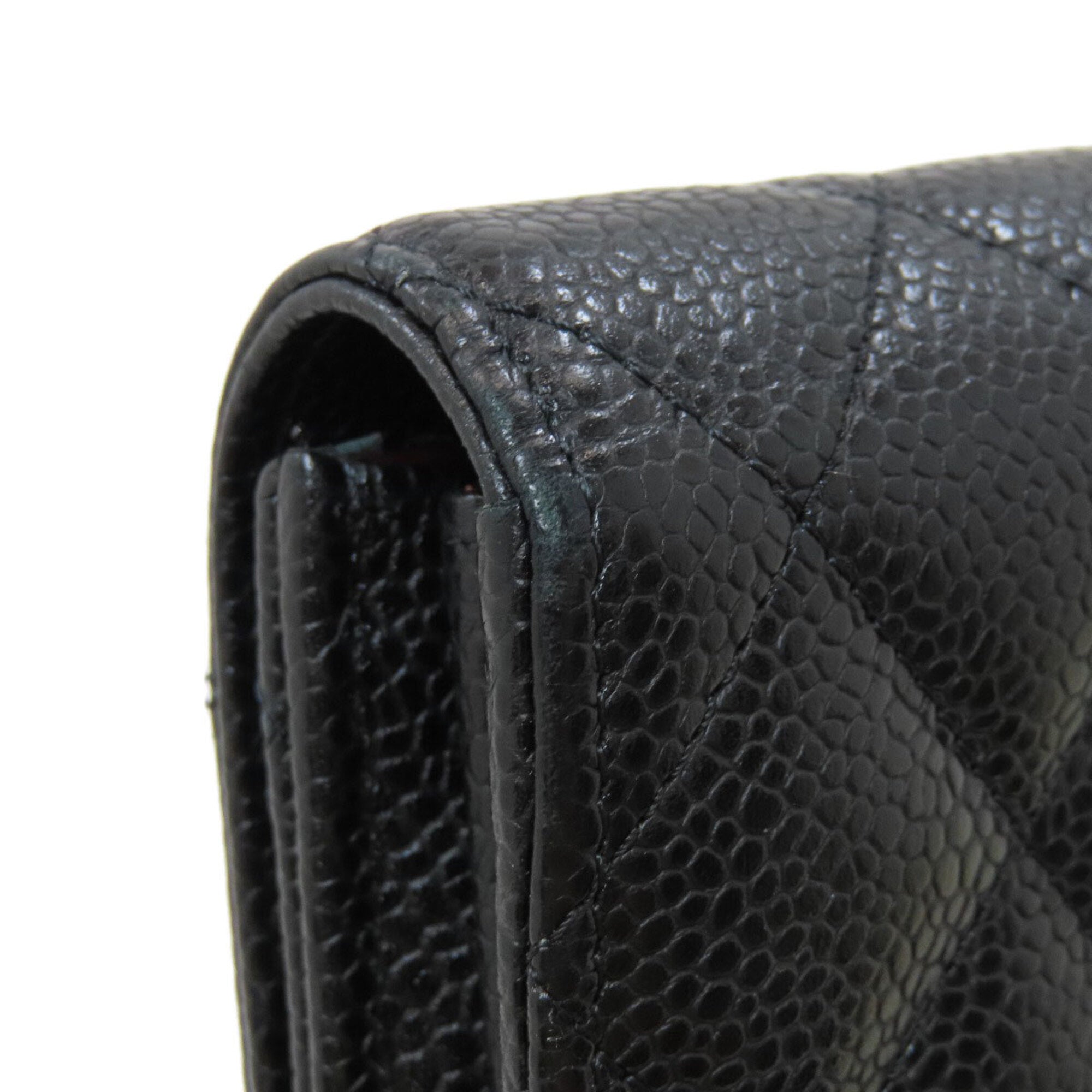 Chanel Matelasse Black Leather Long Wallet (Bi-Fold) (Pre-Owned)