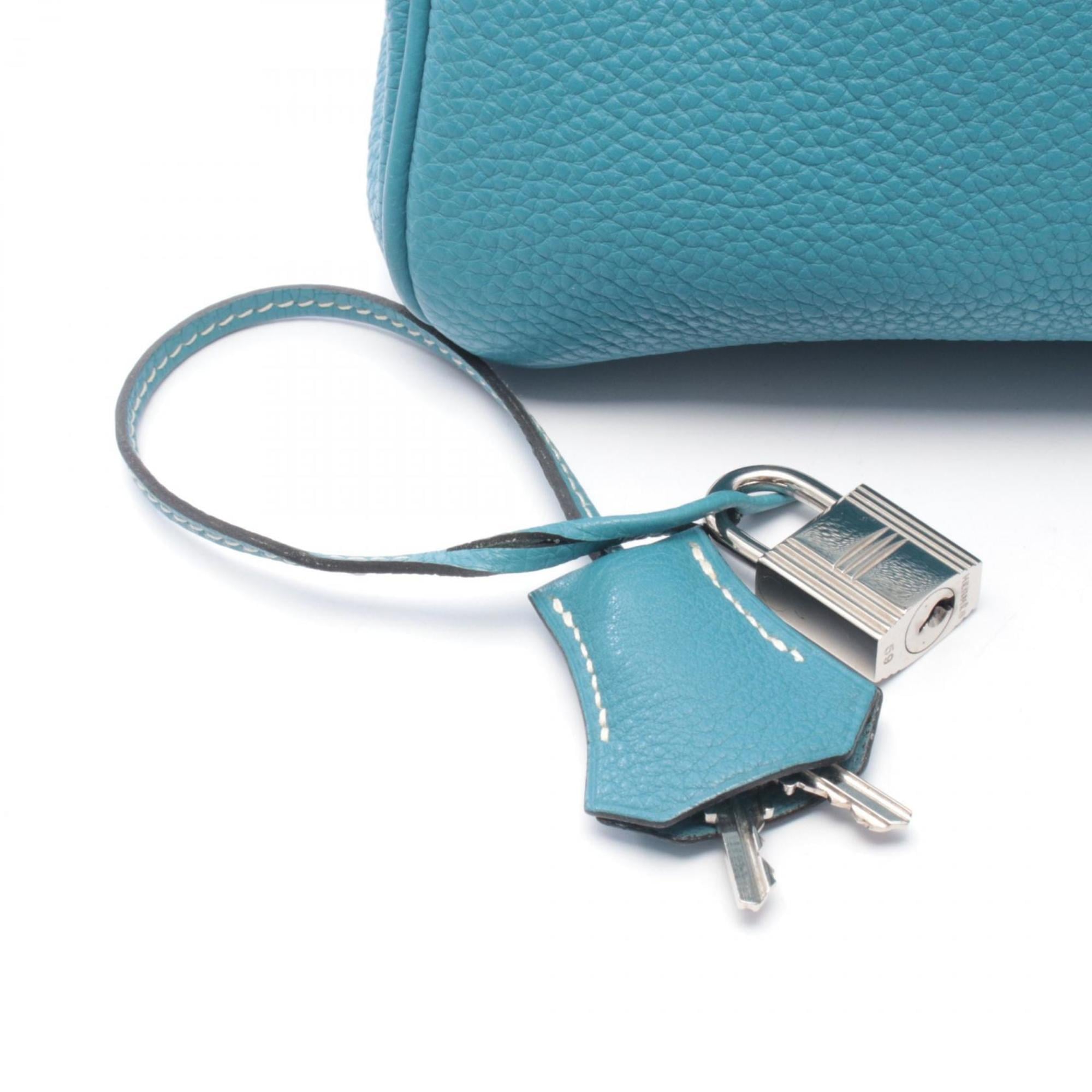 Hermes Blue Blue Jean Togo Leather Handbag (Pre-Owned)