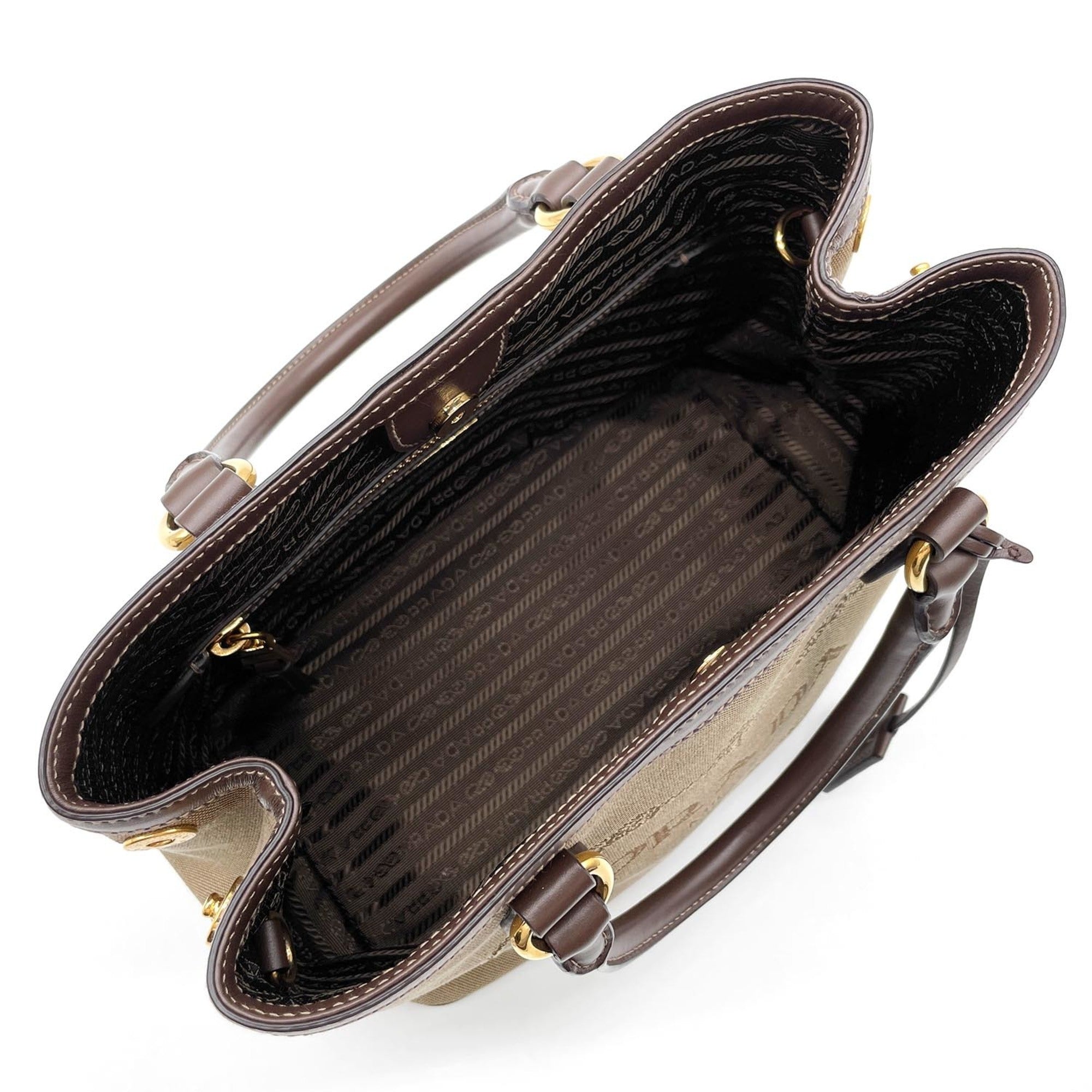 Prada Brown Canvas Leather Shoulder Bag (Pre-Owned)