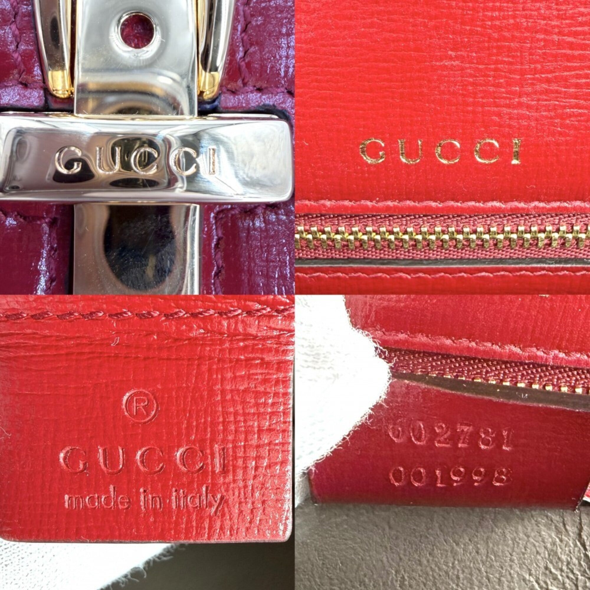 Gucci Red Color White Leather Handbag Shoulder Bag (Pre-Owned)