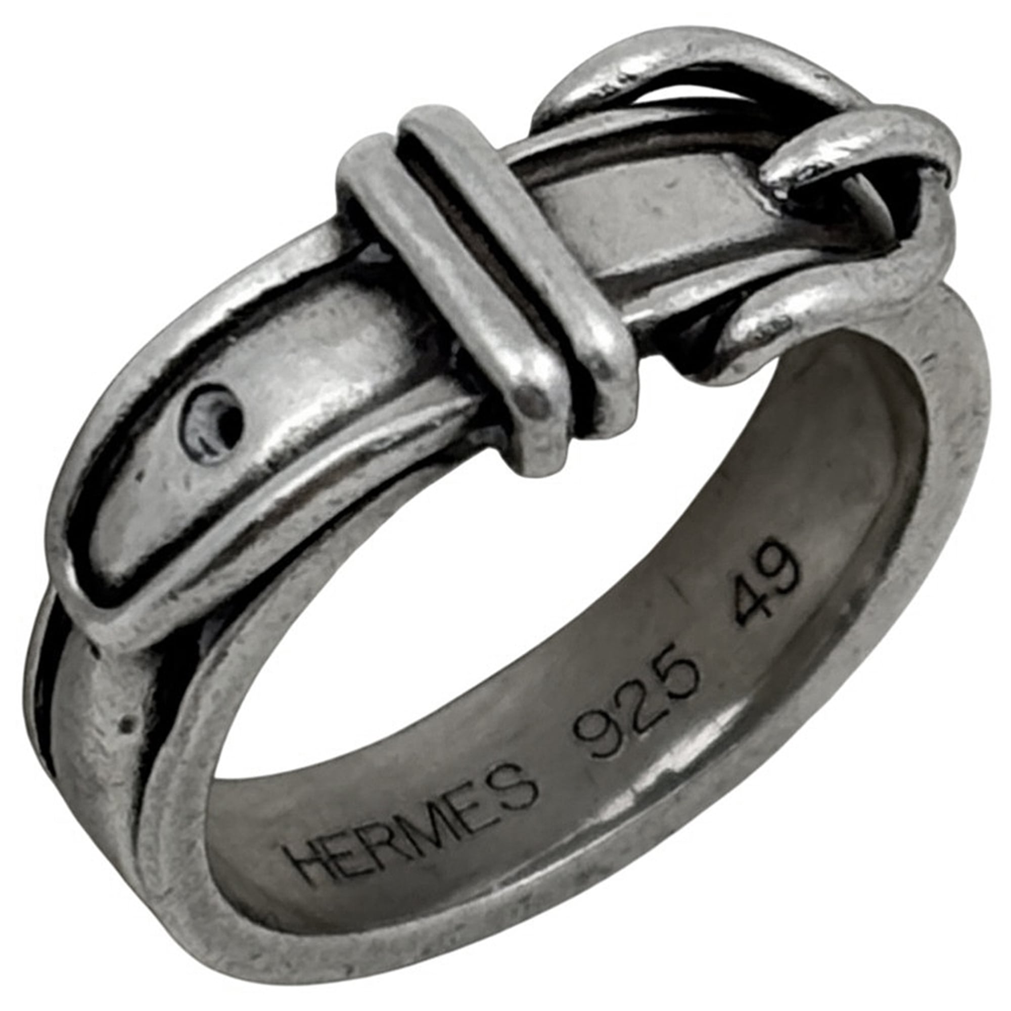Hermes Silver Silver 925 Band Ring (Pre-Owned)