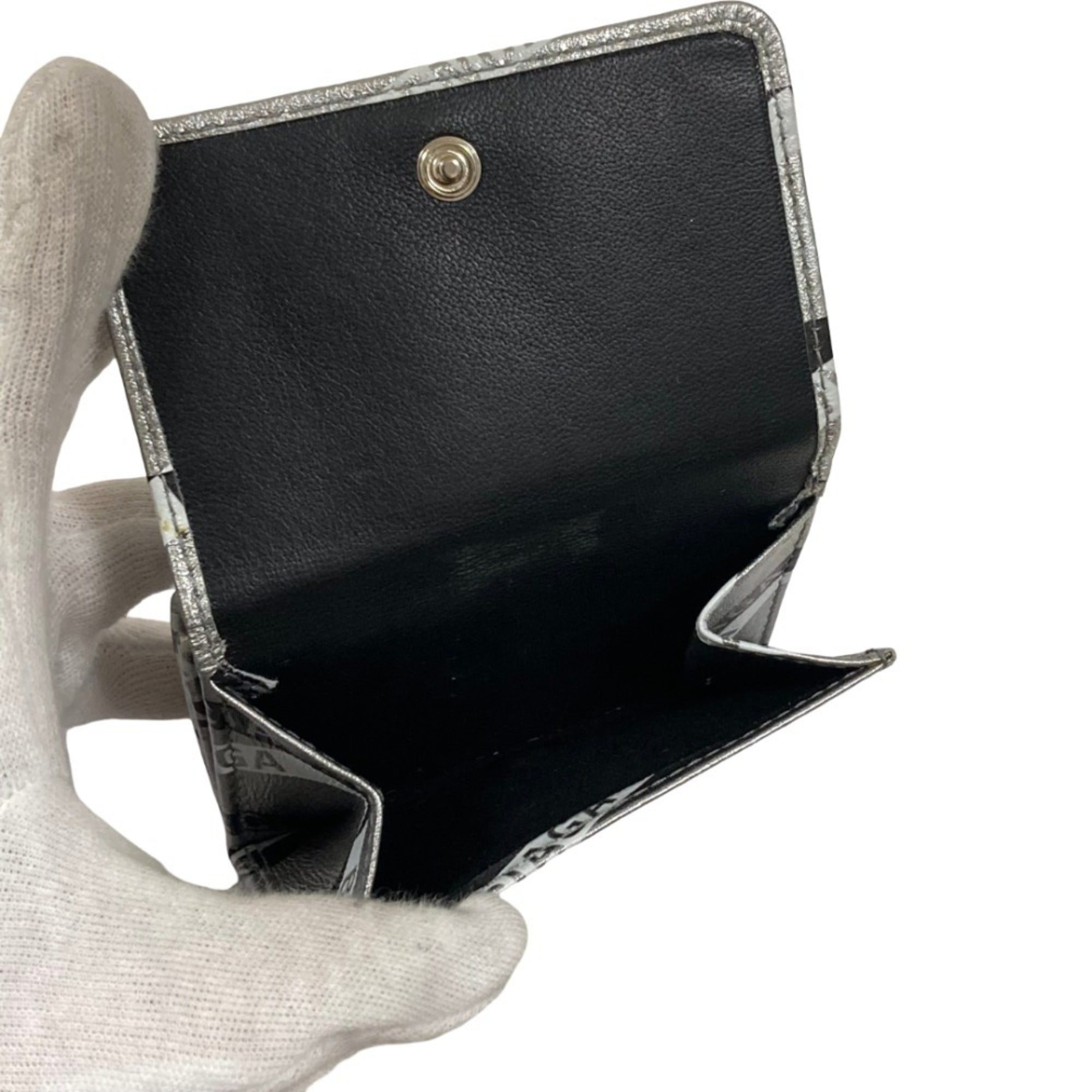 Balenciaga Silver Black Leather Wallet (Bi-Fold) (Pre-Owned)