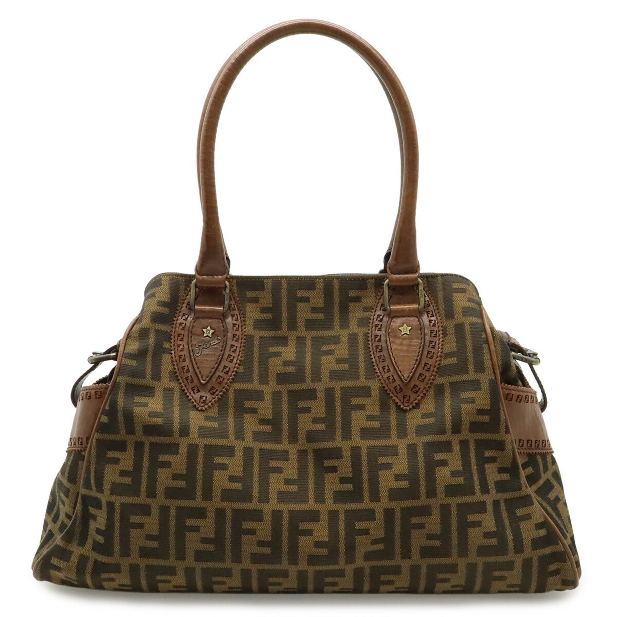 Fendi Dark Brown Khaki Brown Zucca Shoulder Bag Tote Bag (Pre-Owned)
